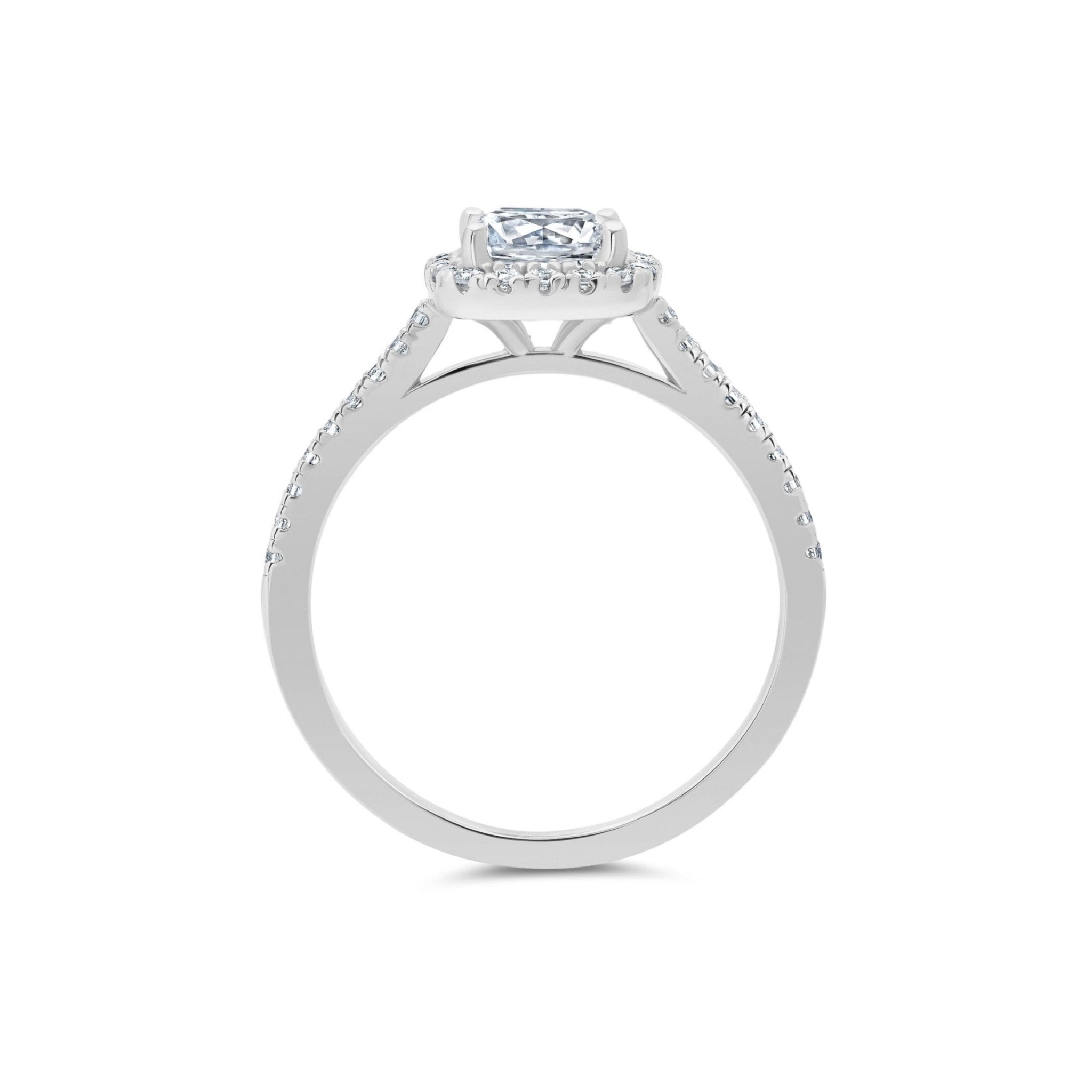 Evermore Halo Cushion Solitaire Ring Finished in Platinum - CRISLU