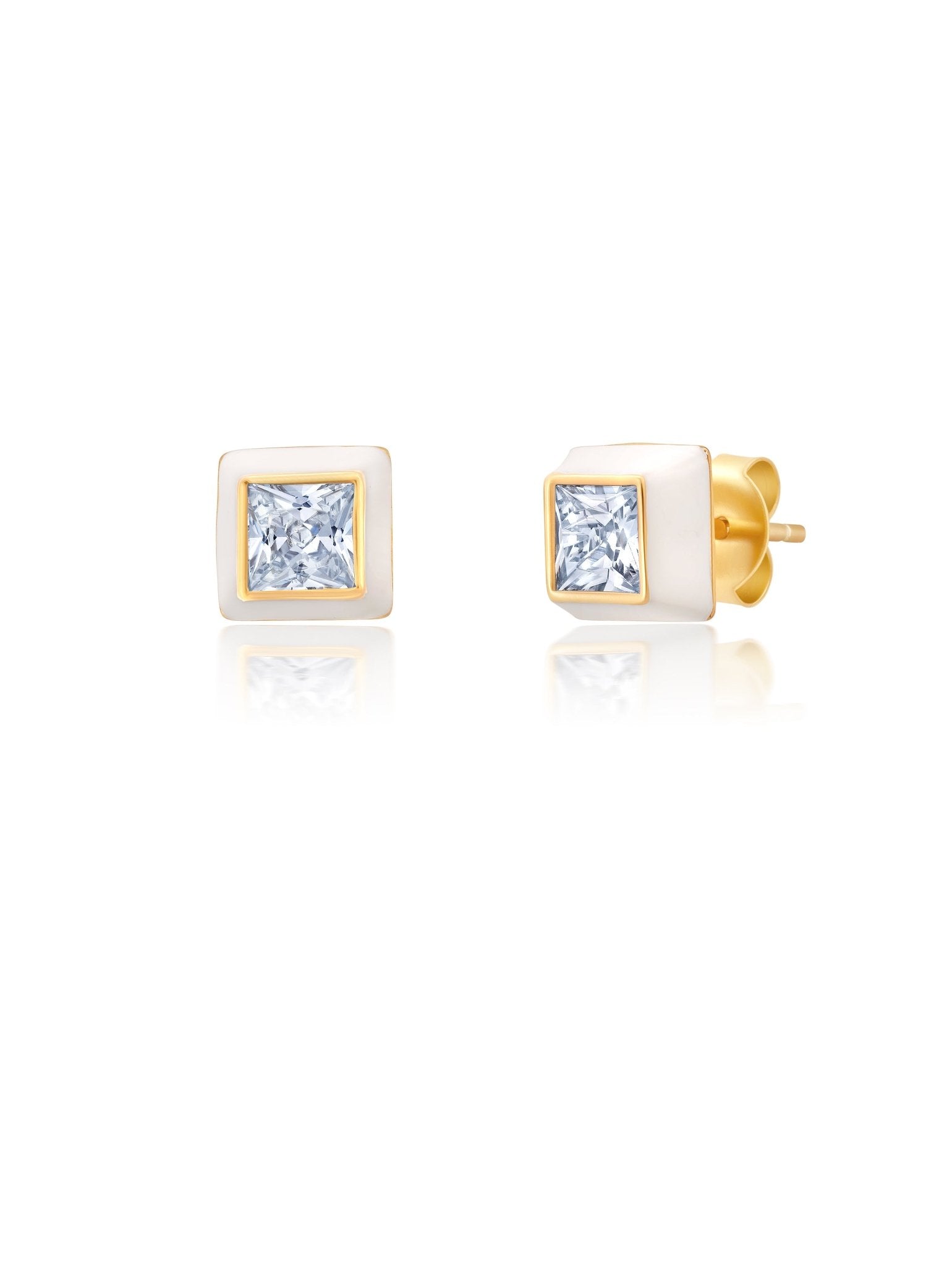 Gold Glaze Square Earring - CRISLU