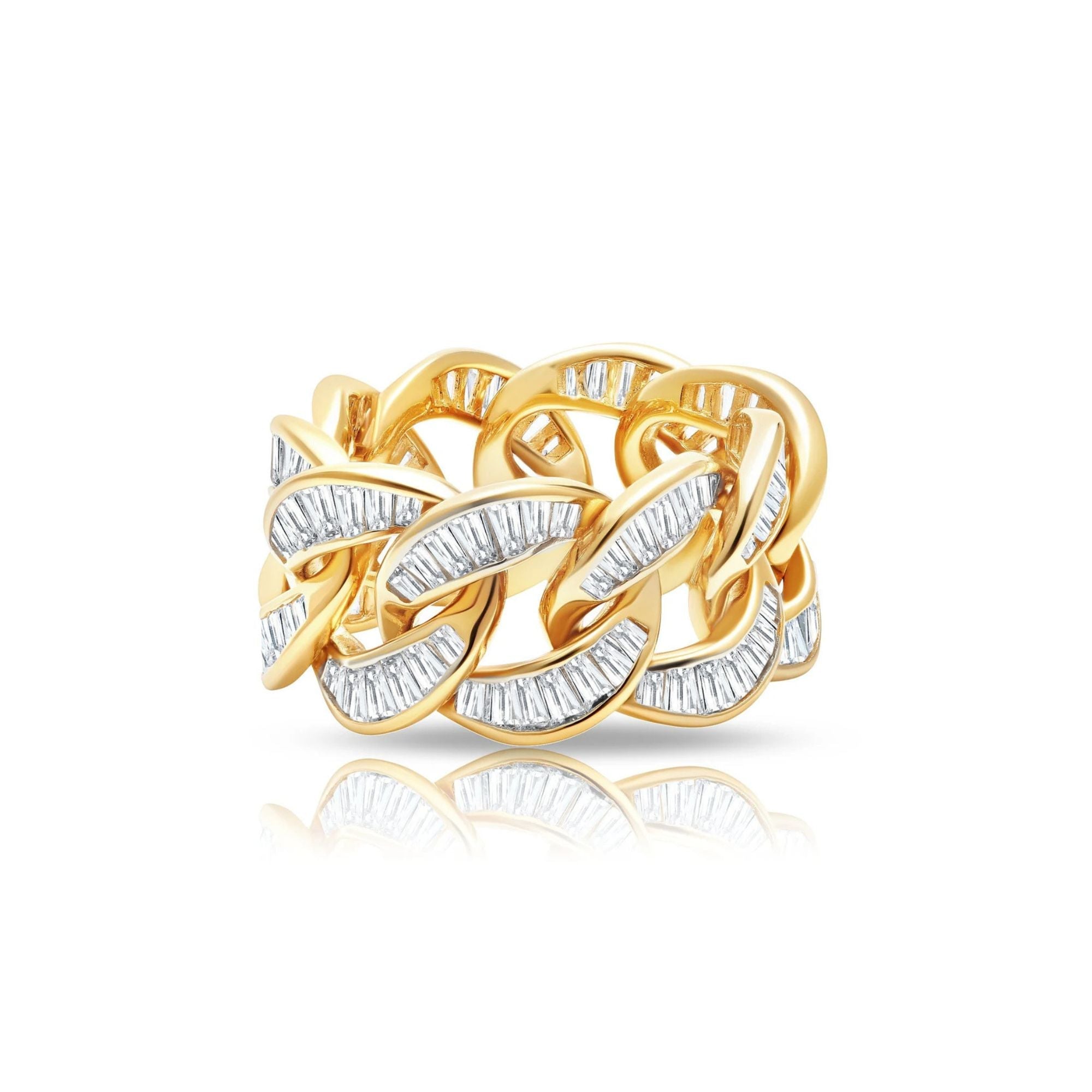 Ice'd Bold Chain Ring Finished in 18kt Yellow Gold - CRISLU