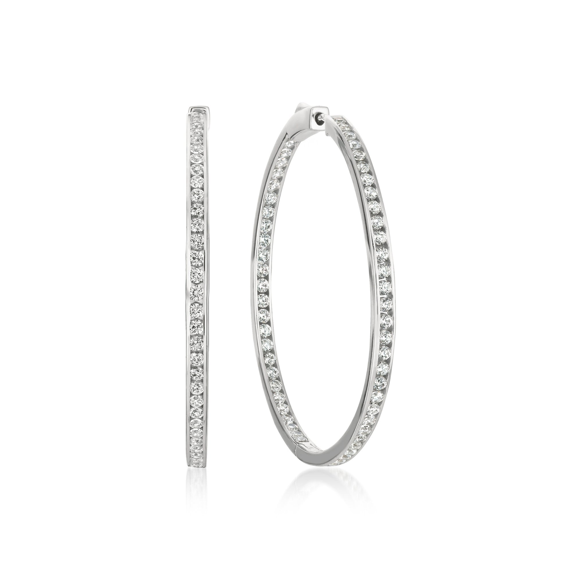 Inside Out 1.3" Hoop Earrings Finished in Platinum - CRISLU