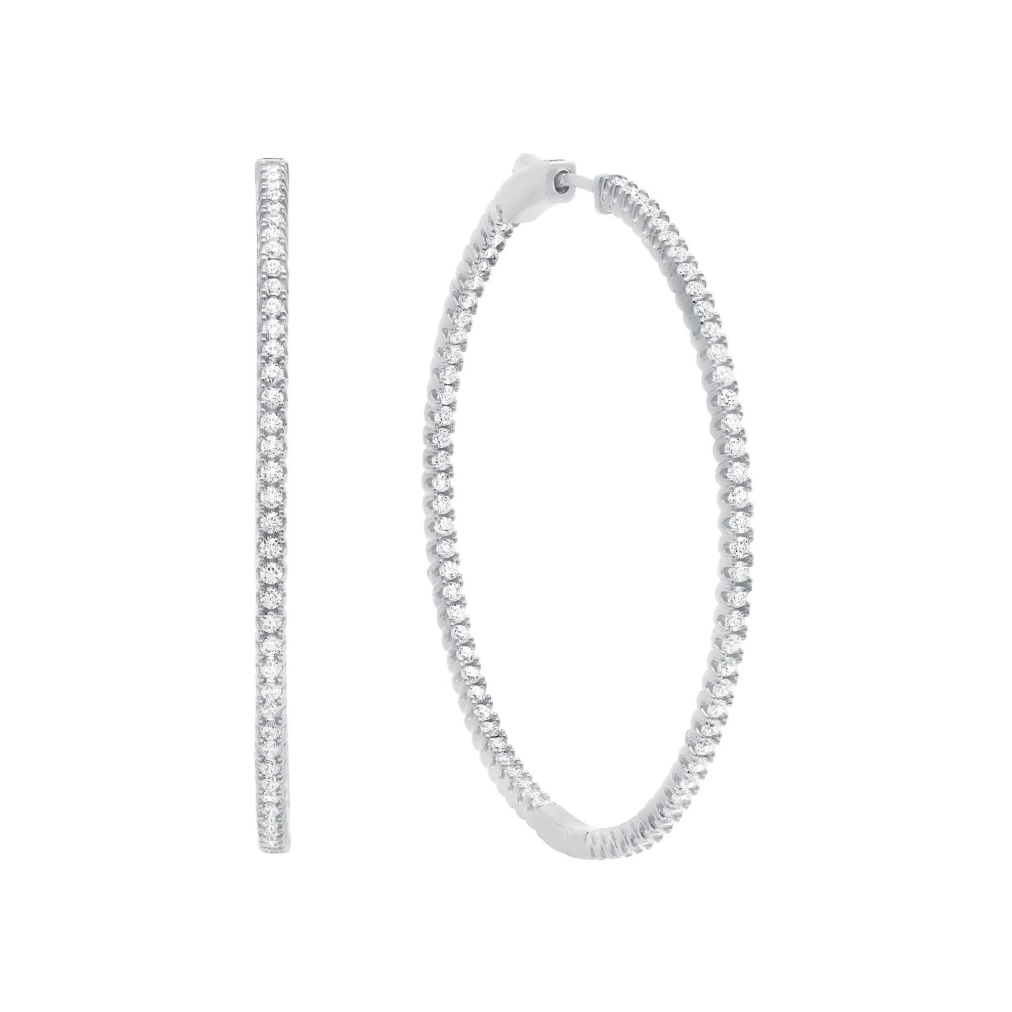 Large Pave Hoop Earrings Finished in Platinum - CRISLU