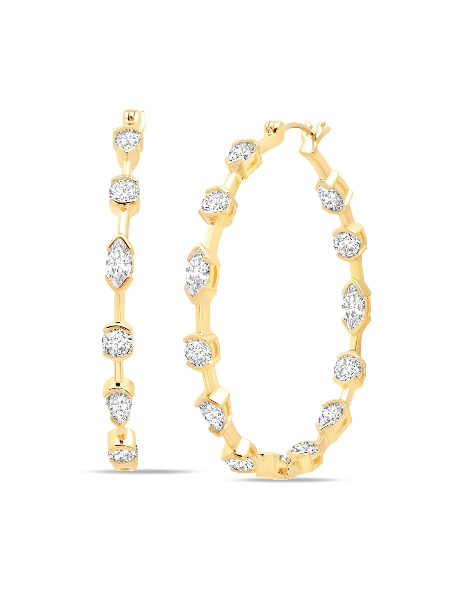 Lavish Cubic Zirconia Hoop Earrings Finished in 18kt Yellow Gold - CRISLU