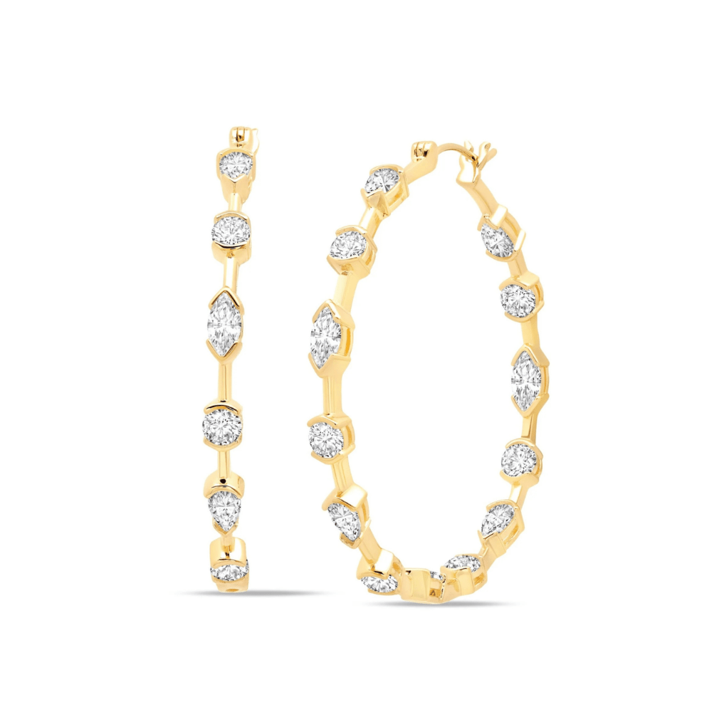 Lavish Cubic Zirconia Hoop Earrings Finished in 18kt Yellow Gold - CRISLU