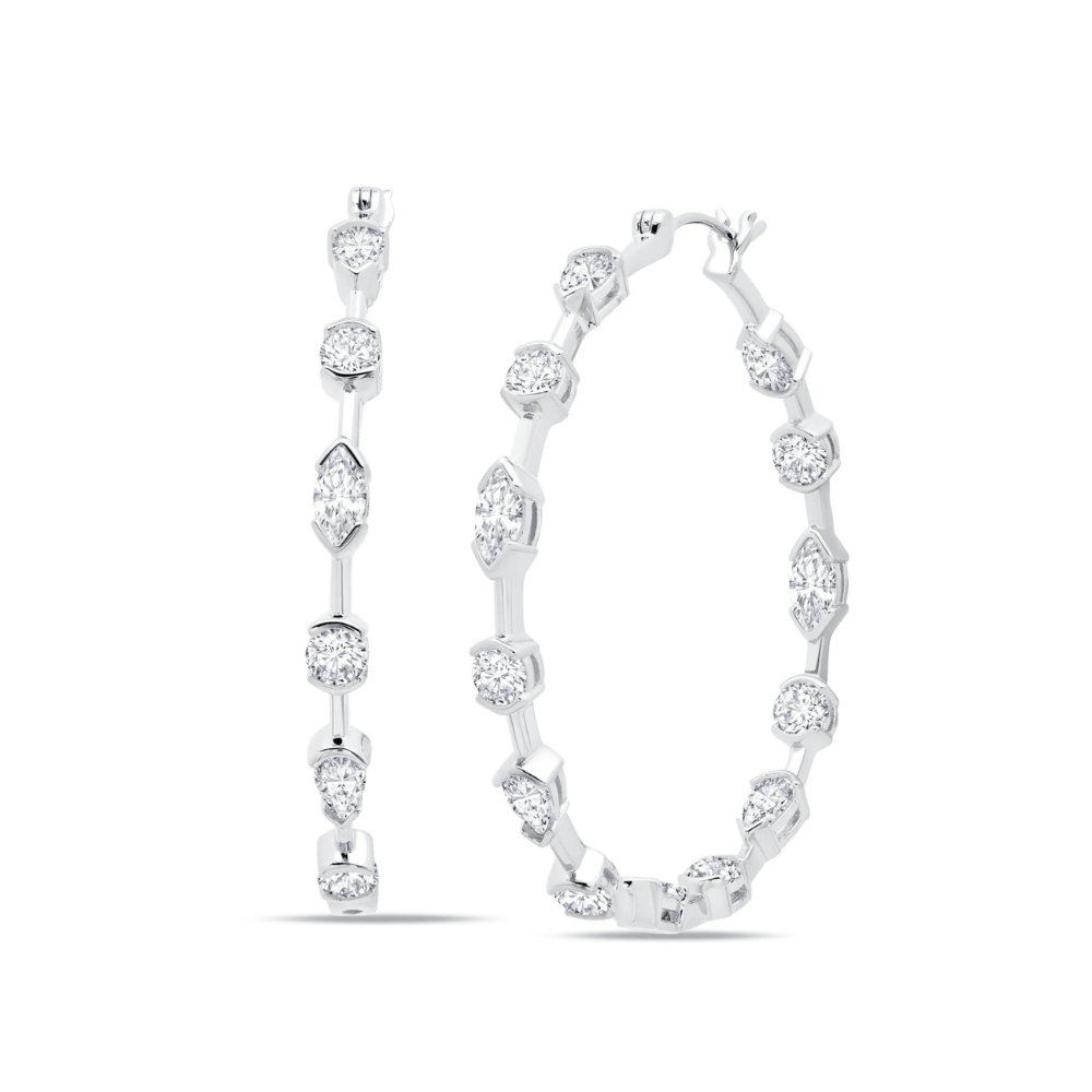 Lavish Cubic Zirconia Hoop Earrings Finished in Pure Platinum - CRISLU