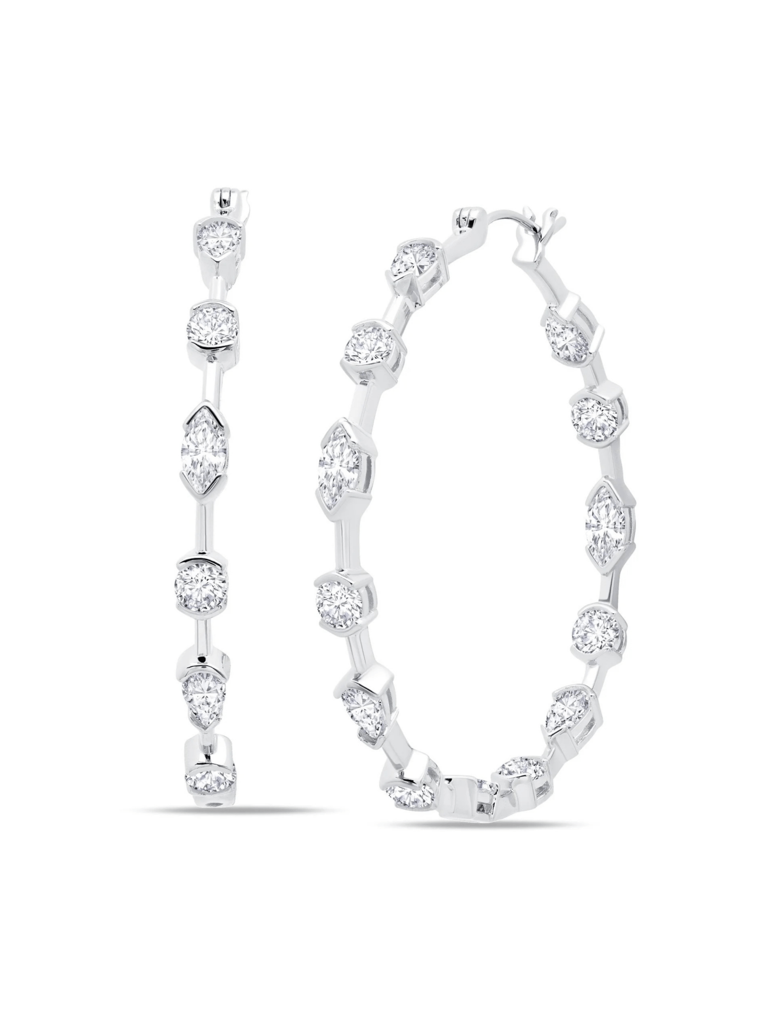 Lavish Cubic Zirconia Hoop Earrings Finished in Pure Platinum - CRISLU