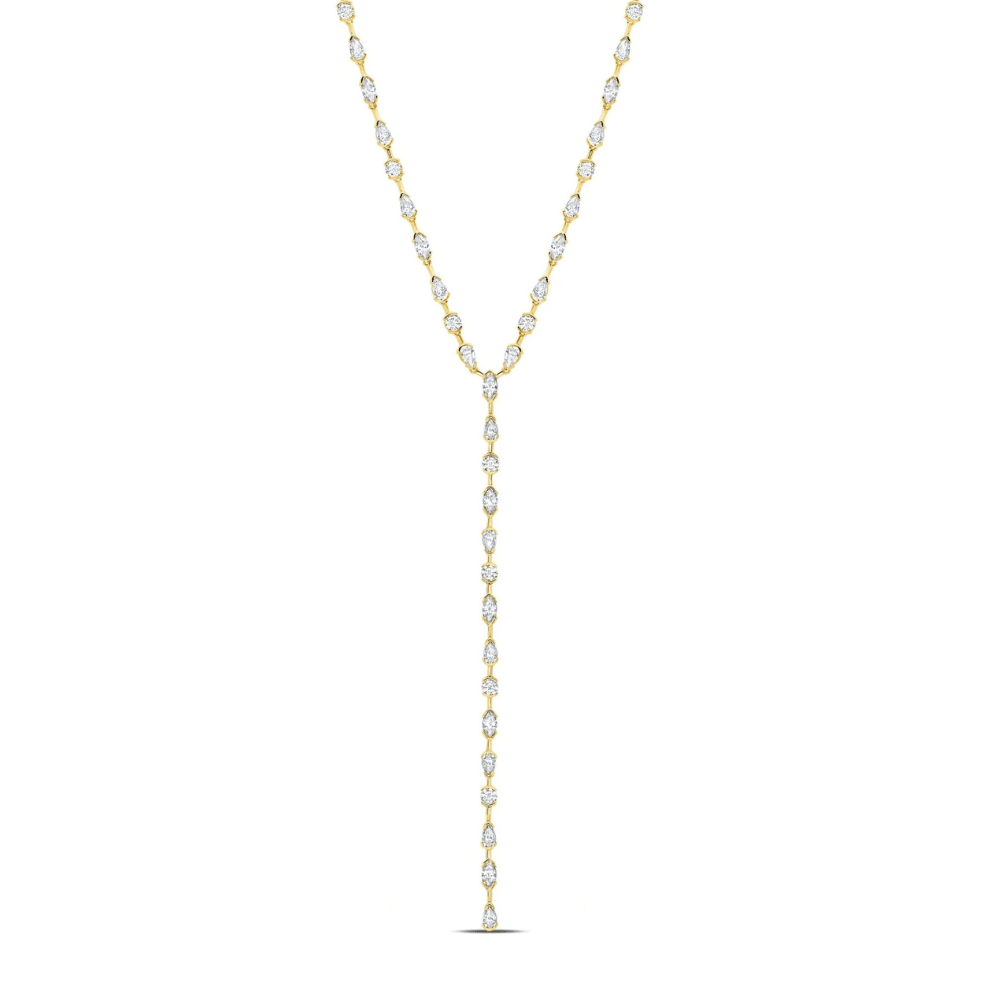 Lavish Y - Shaped CZ Necklace Finished in 18kt Yellow Gold - CRISLU