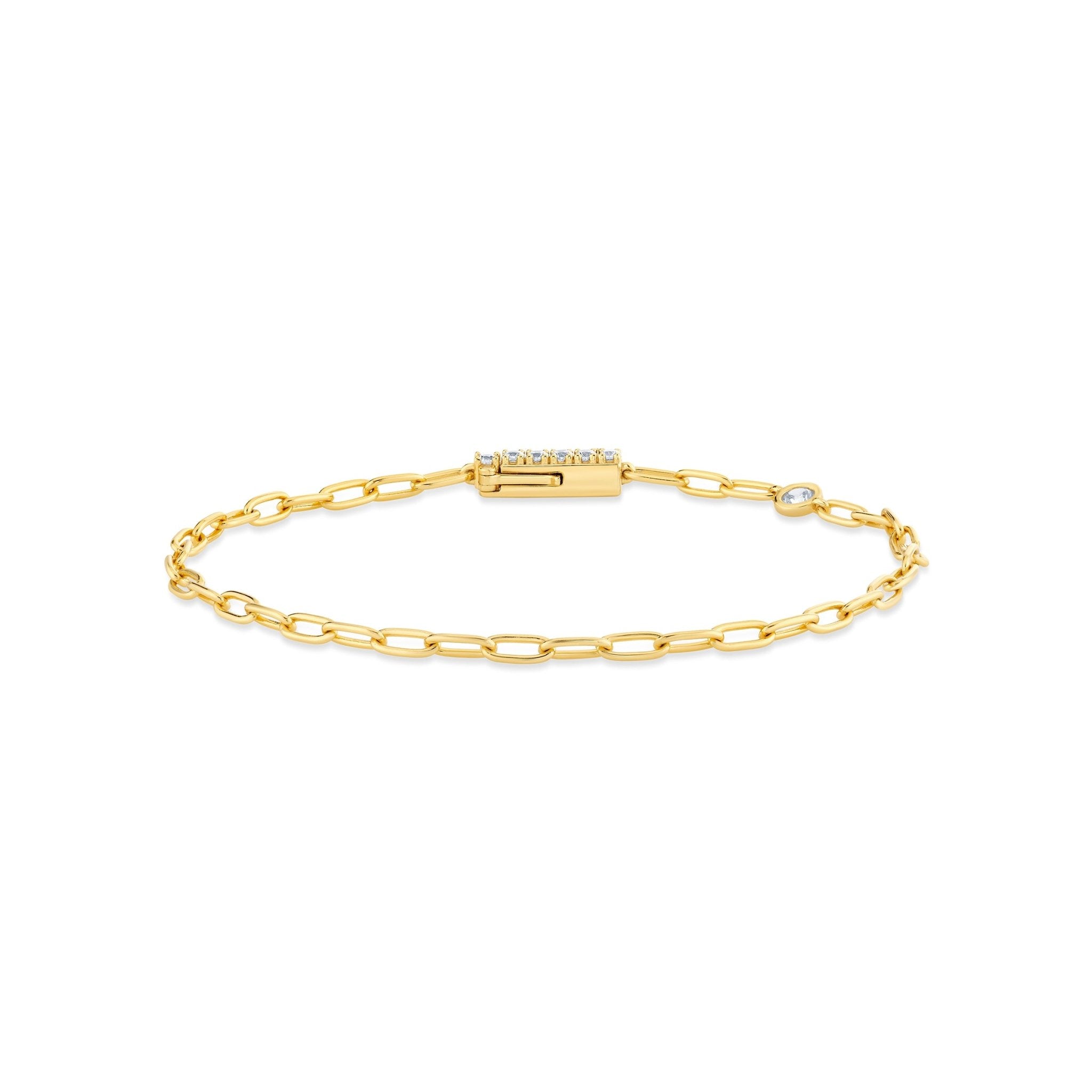 Layer Up Paperclip Chain Bracelet Finished in Gold - CRISLU