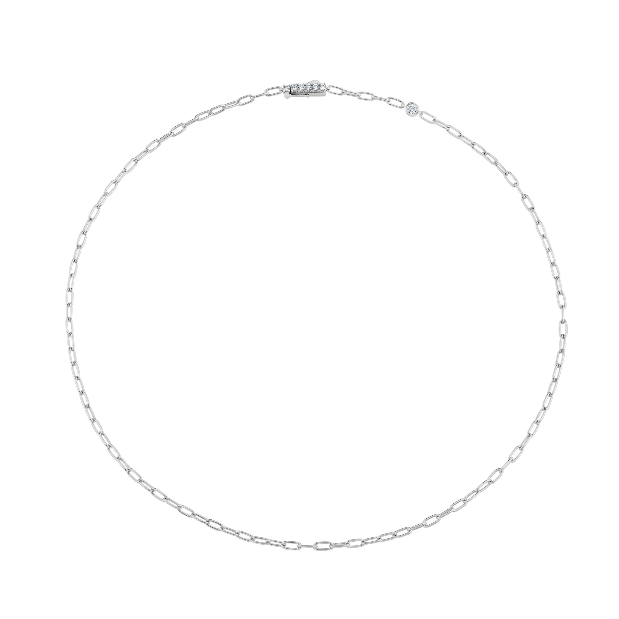 Layer Up Paperclip Chain Necklace Finished in Platinum - CRISLU