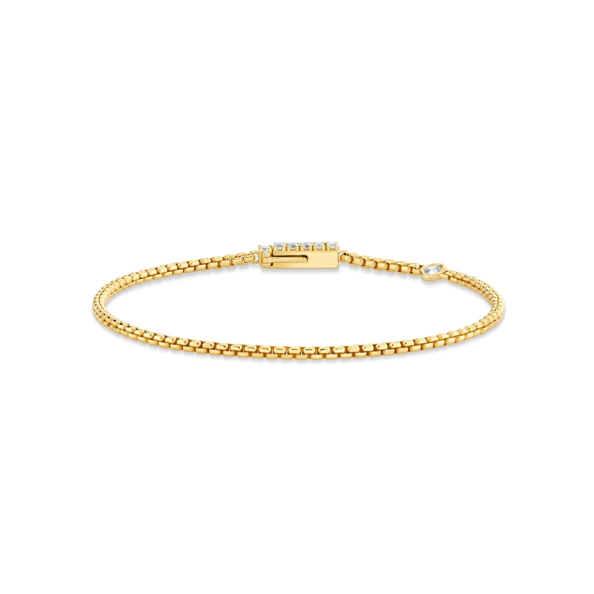 Layer Up Rounded Box Chain Bracelet Finished in Gold - CRISLU