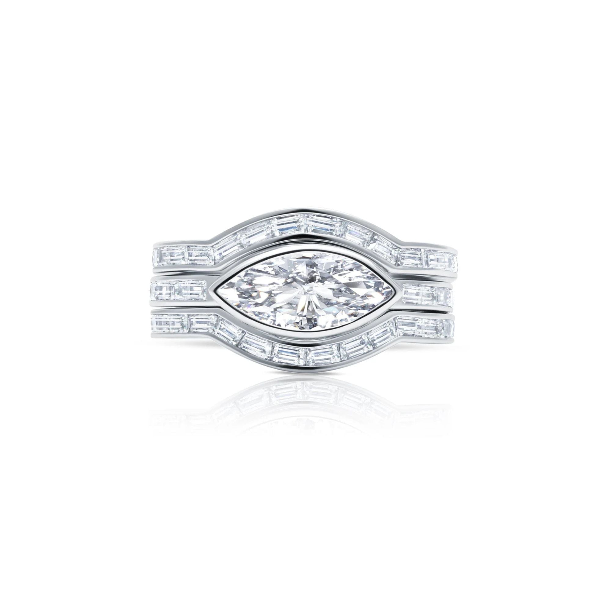 Marquise Solitaire Band Ring Set in Platinum - CRISLU