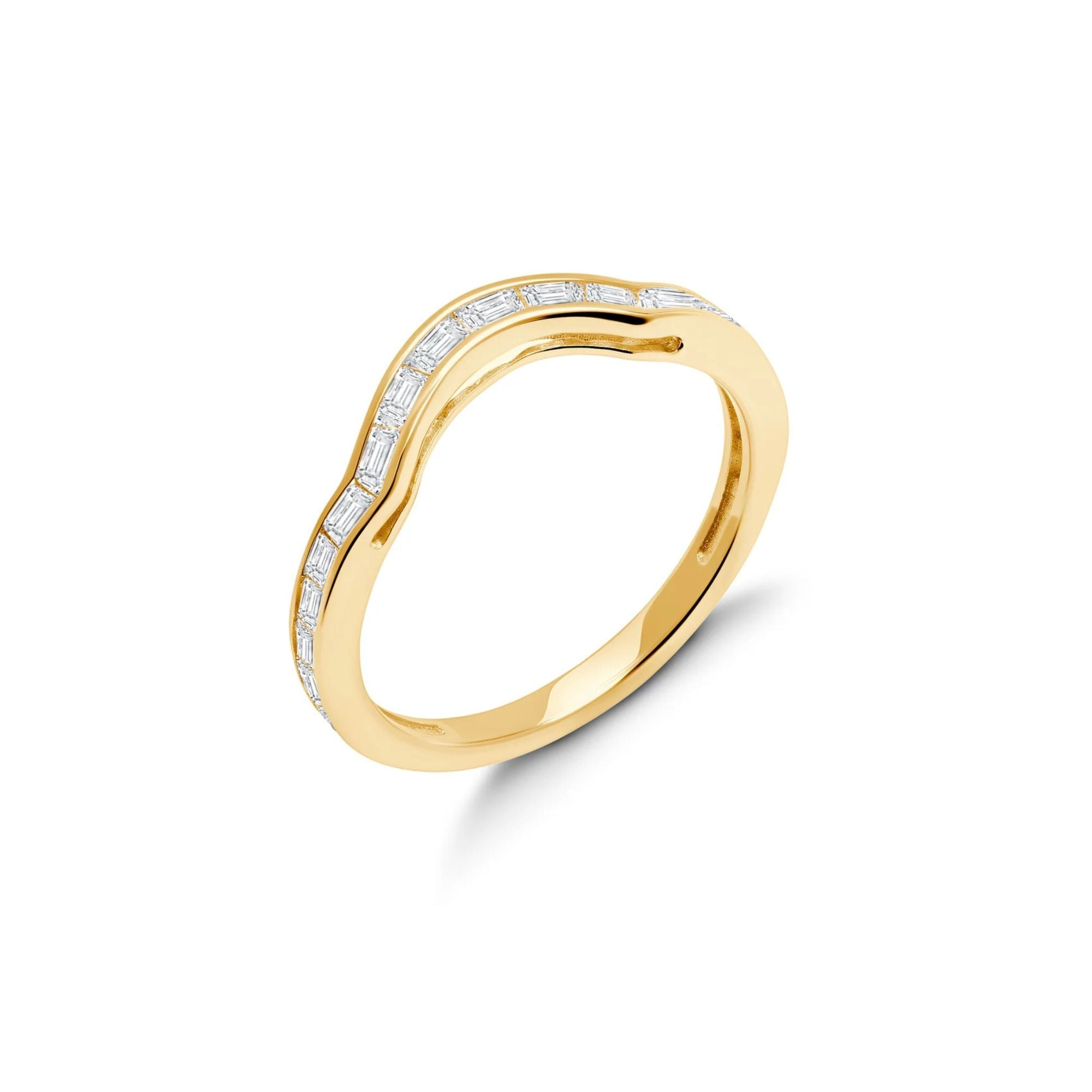 Marquise Solitaire w/ Baguette Accent Band Ring Set Finished in 18kt Yellow Gold - CRISLU