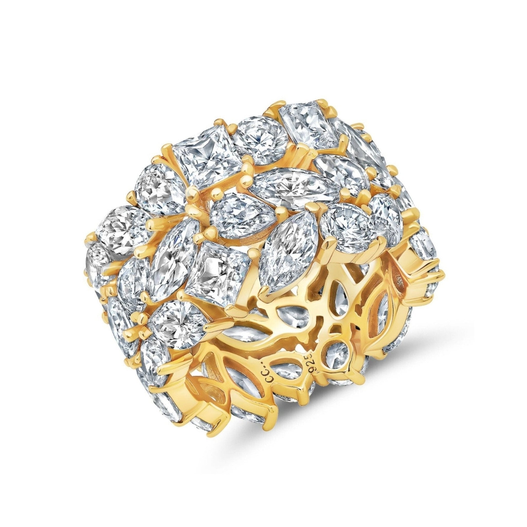 Multi Cluster Eternity Ring Finished in Gold - CRISLU