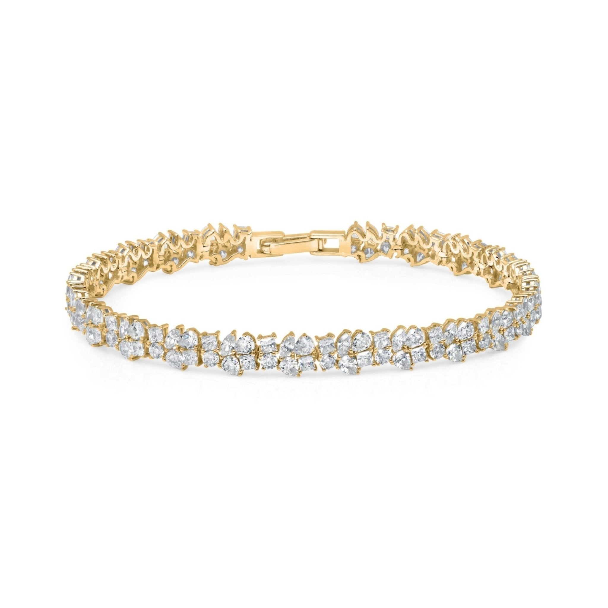 Multi Cluster Tennis Bracelet Finished in Gold - CRISLU