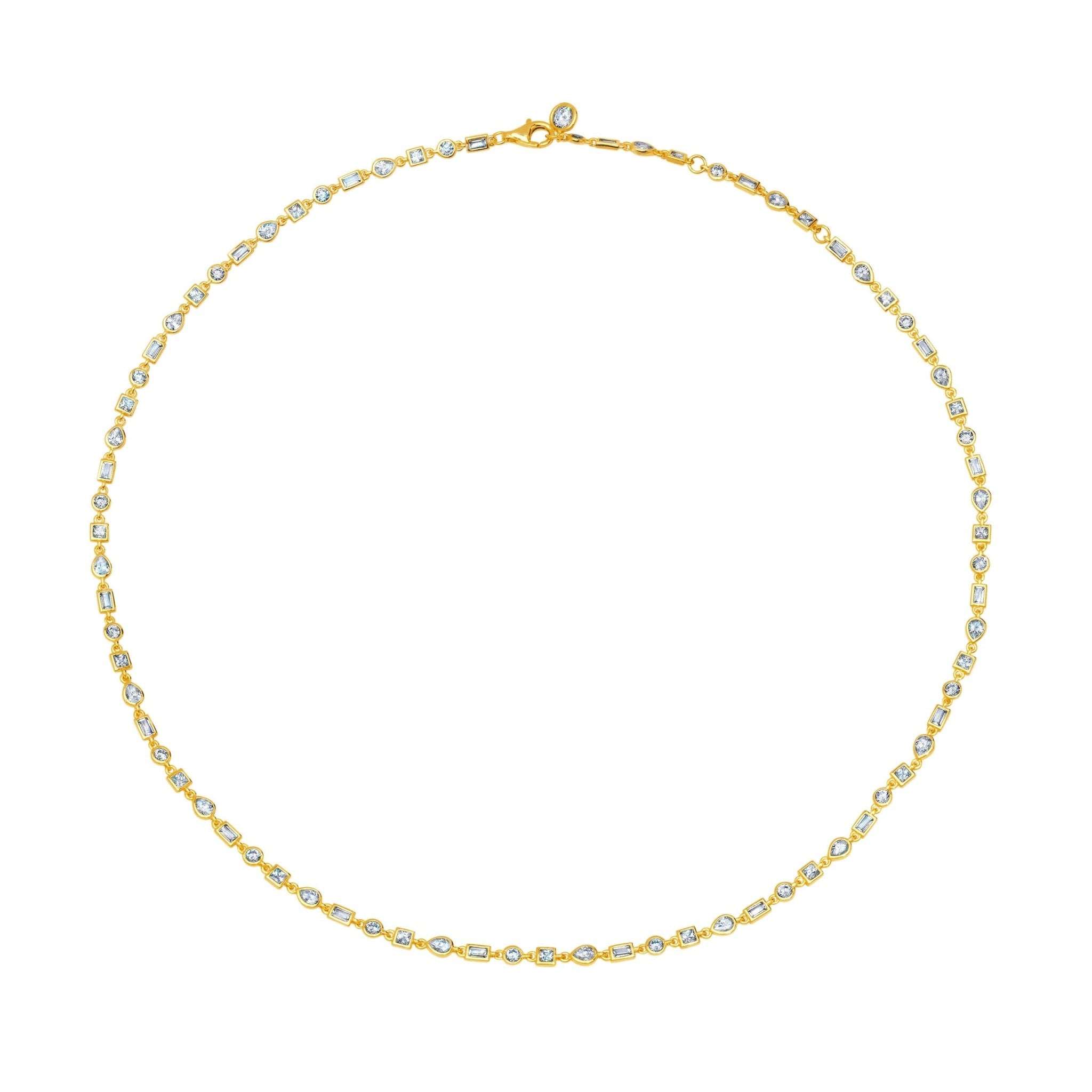 Multi Shaped Bezel Necklace Finished in Gold - CRISLU
