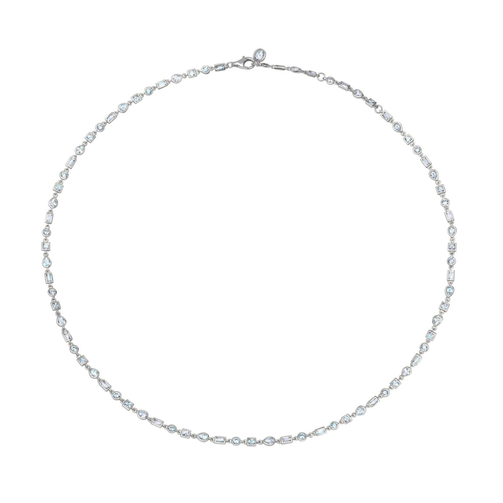 Multi Shaped Bezel Necklace Finished in Platinum - CRISLU