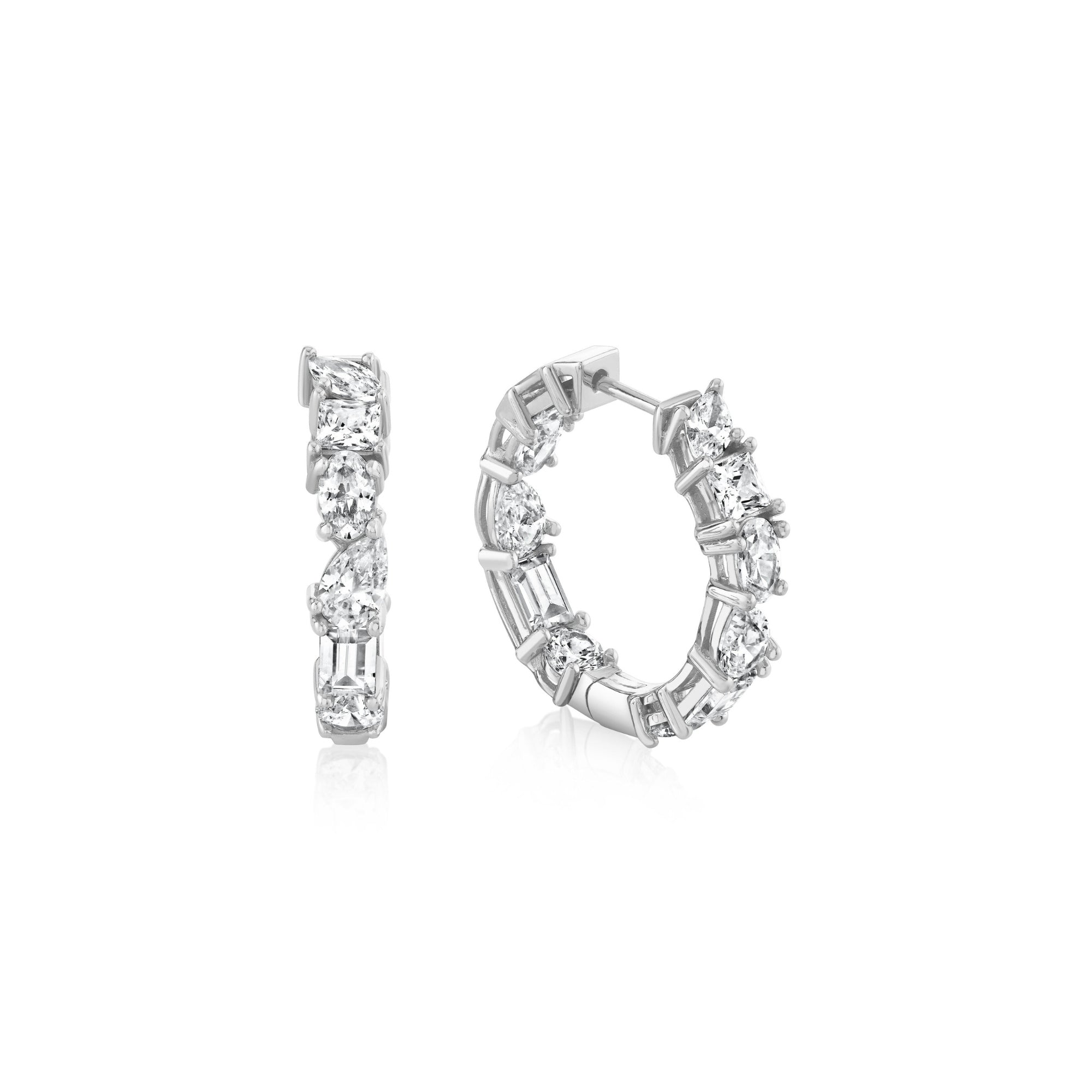 Multi Shaped Hoop Earrings Finished in Platinum - CRISLU