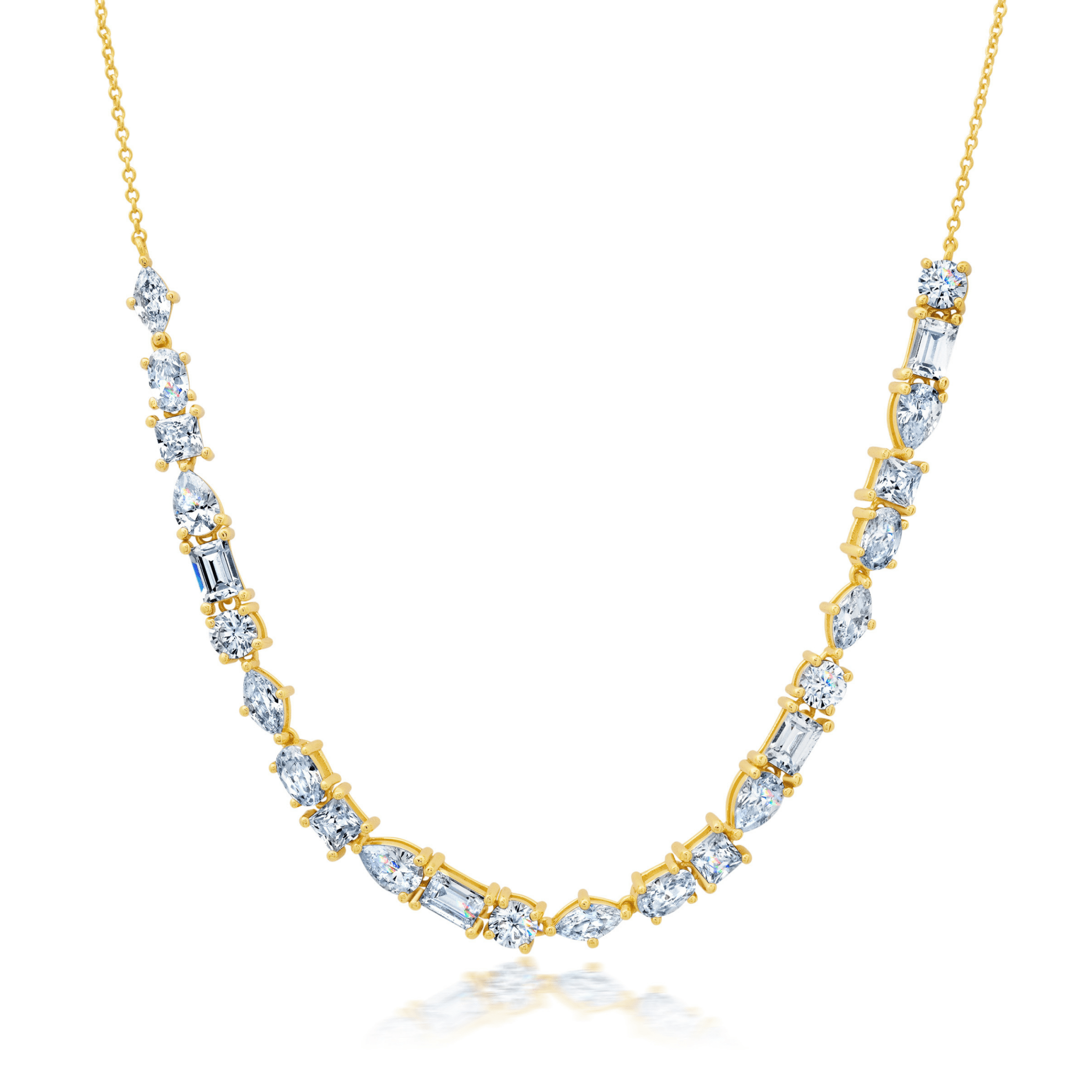 Multi Shaped Necklace Finished in Gold - CRISLU
