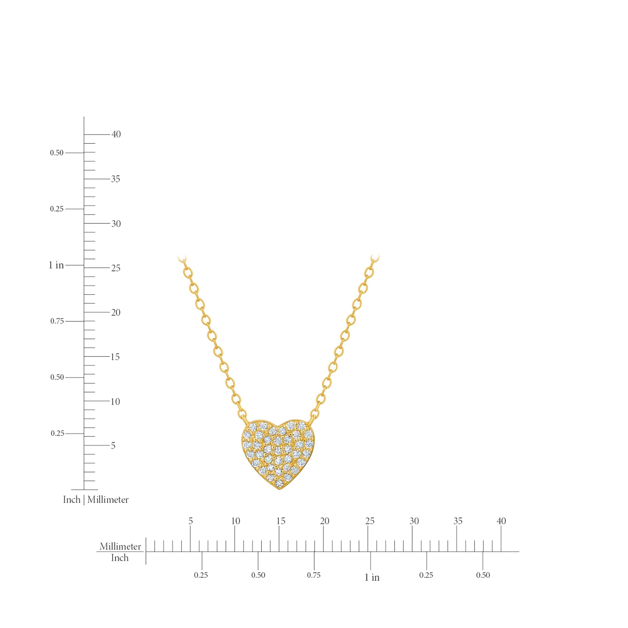 Multicut Pave Heart Necklace Finished in Gold - CRISLU