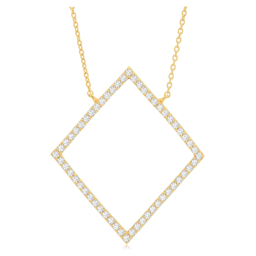 Open Pave Diamond Necklace In 18kt Yellow Gold - CRISLU