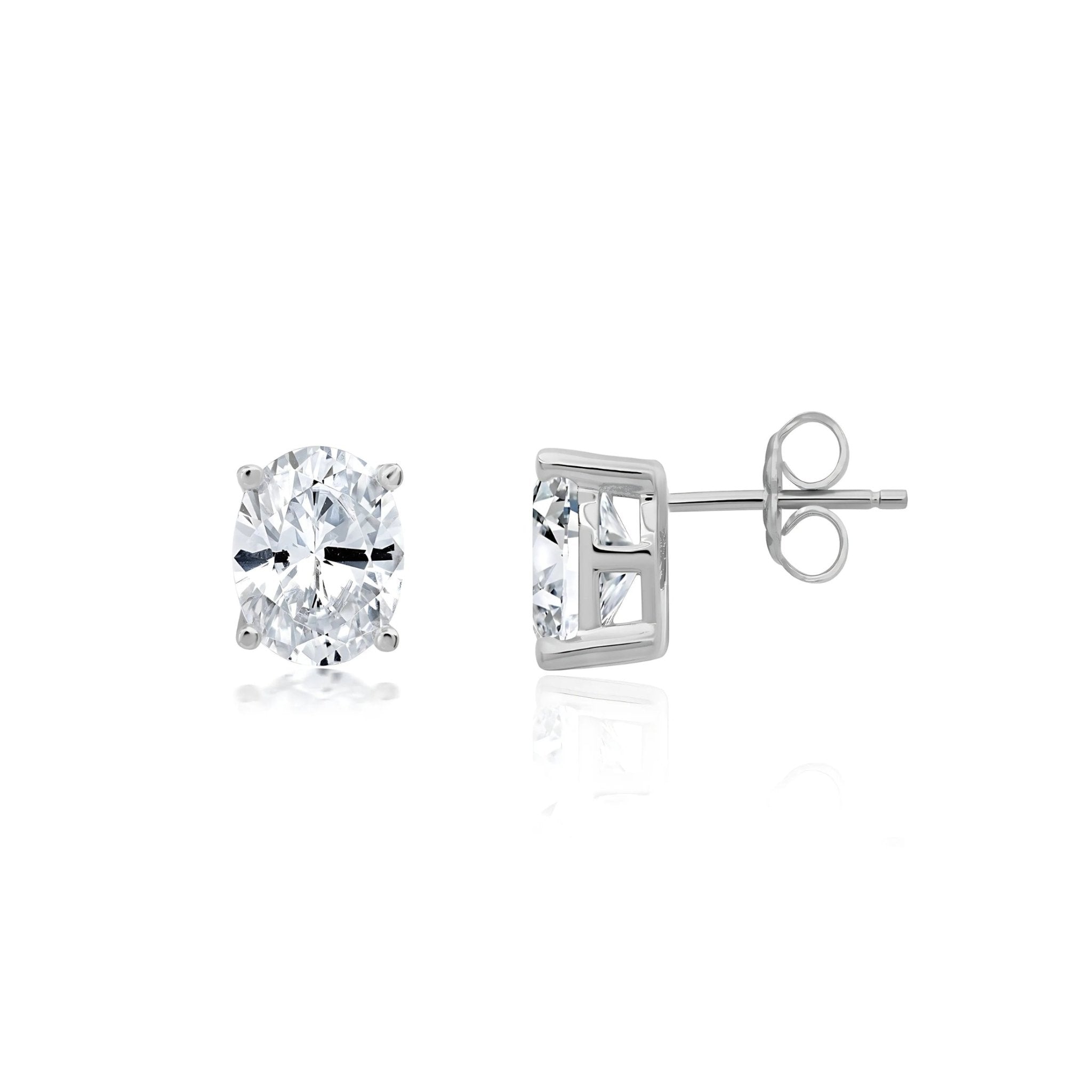 Oval Cut Solitaire Post Earrings Finished in Platinum - CRISLU