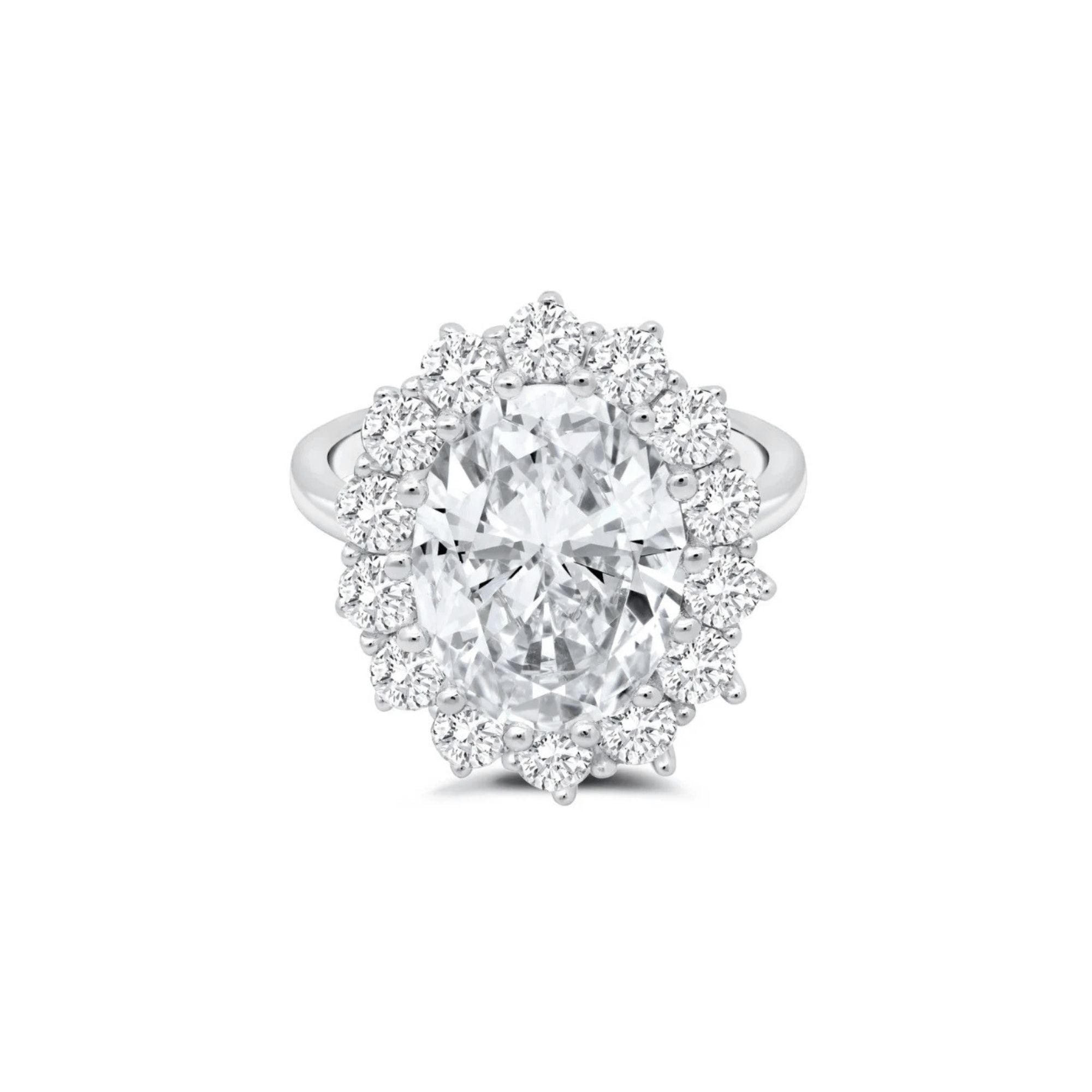 Oval Halo Cocktail Ring Finished in Pure Platinum - CRISLU