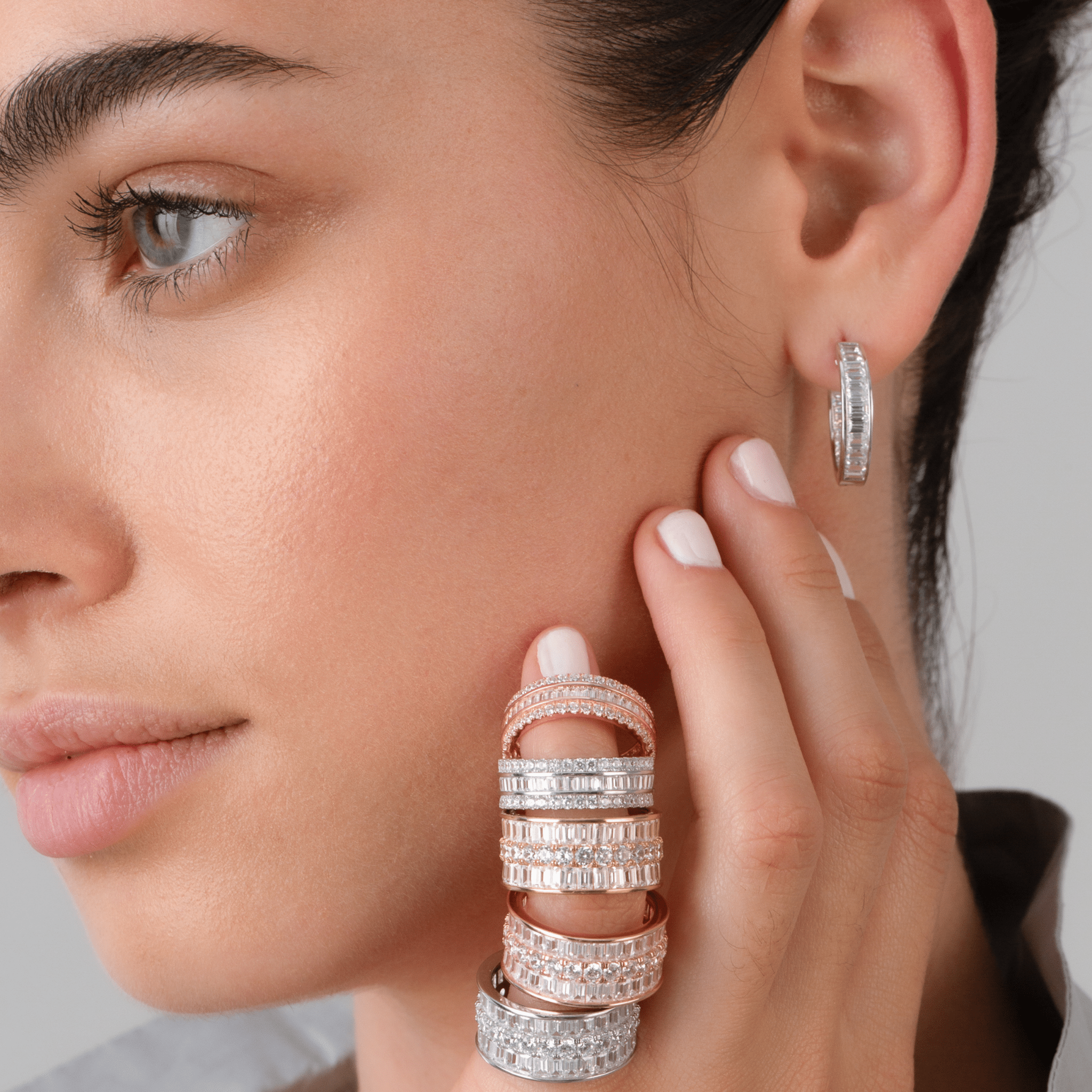 Parallel Baguette Hoops in Gold - CRISLU