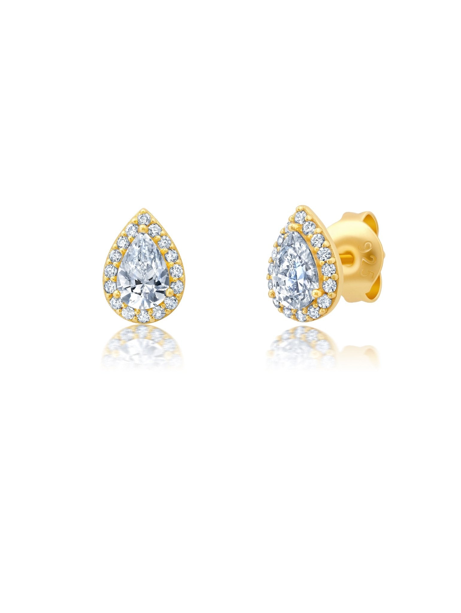 Pave and Pear Earrings in Gold - CRISLU