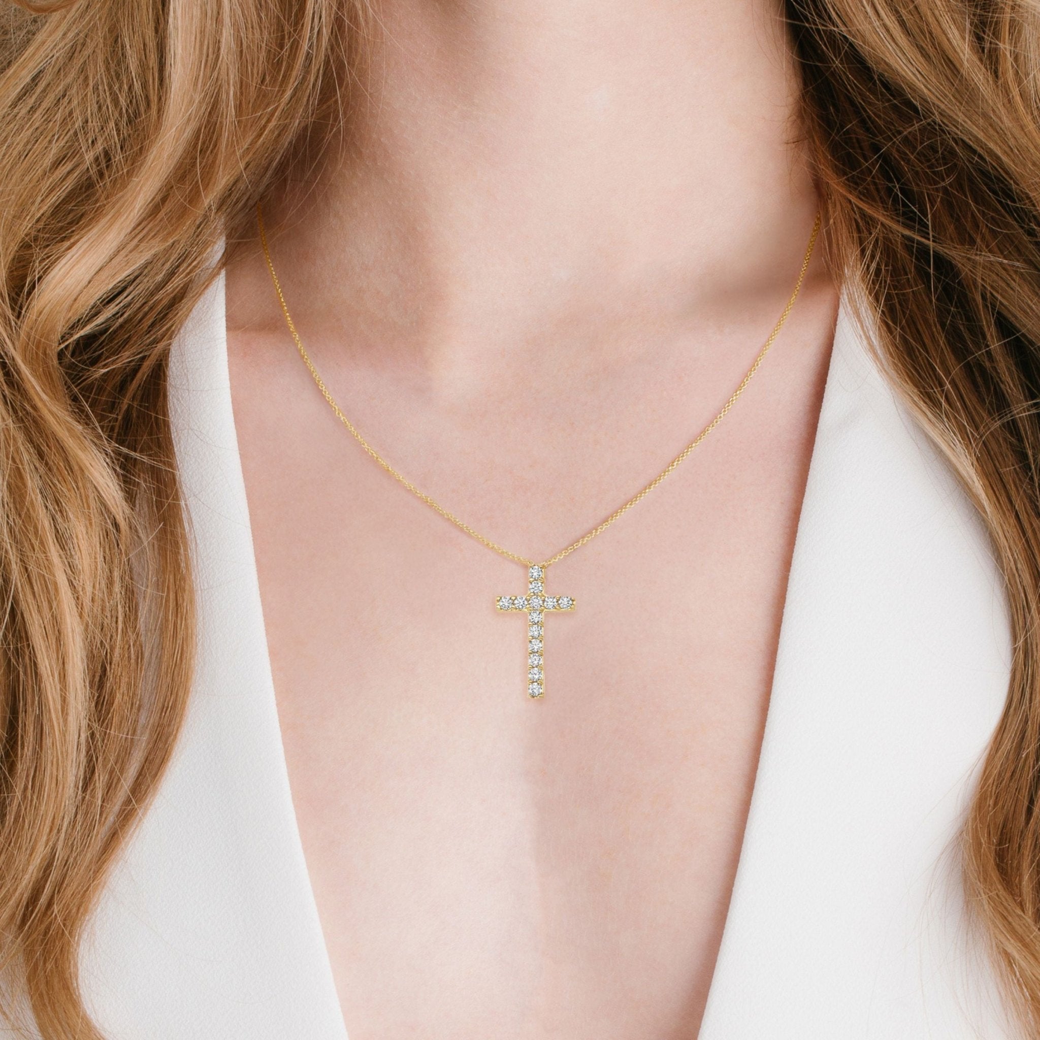 Pave Cross Necklace Finished in Gold - CRISLU