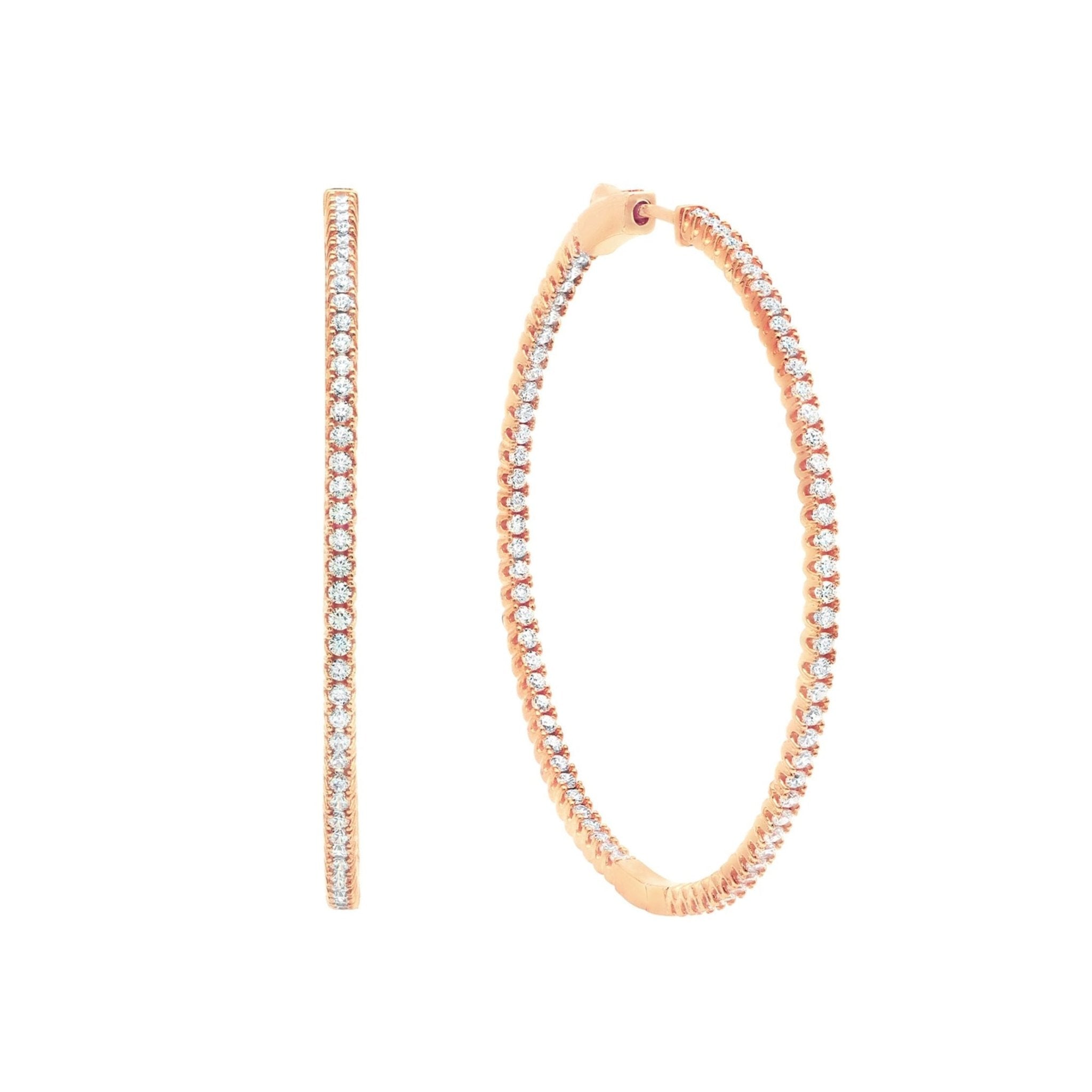 Pave Hoop Earrings Finished in Rose Gold - CRISLU