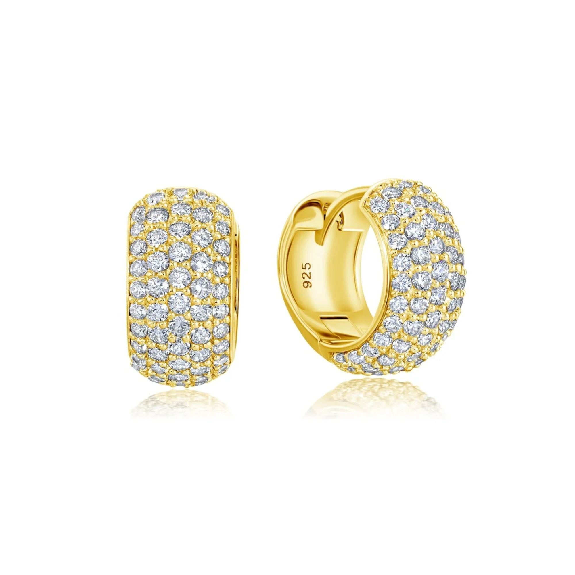 Pave Huggie Hoop Earrings Finished in Gold - CRISLU