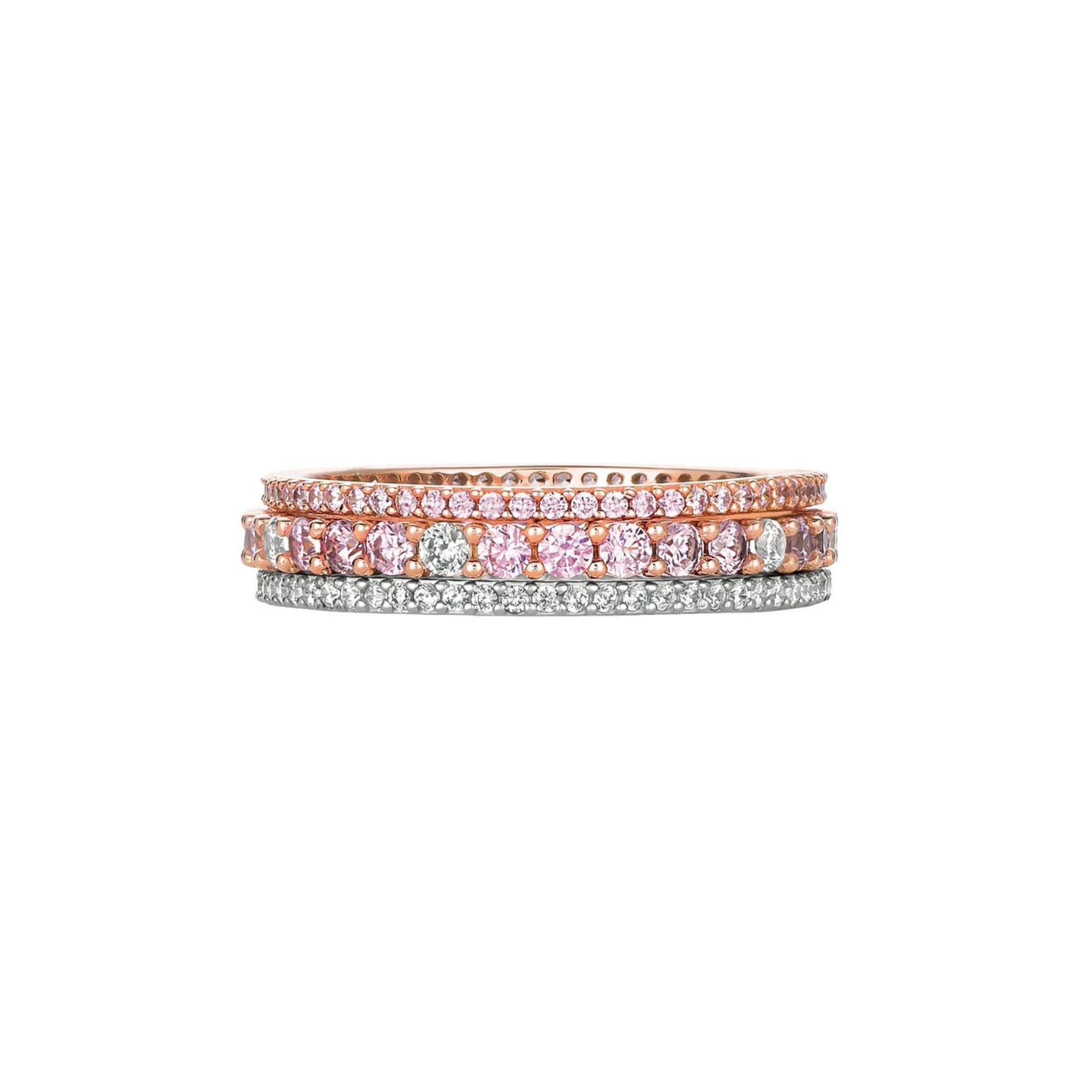 Pink and Clear Stacked Ring Set - CRISLU