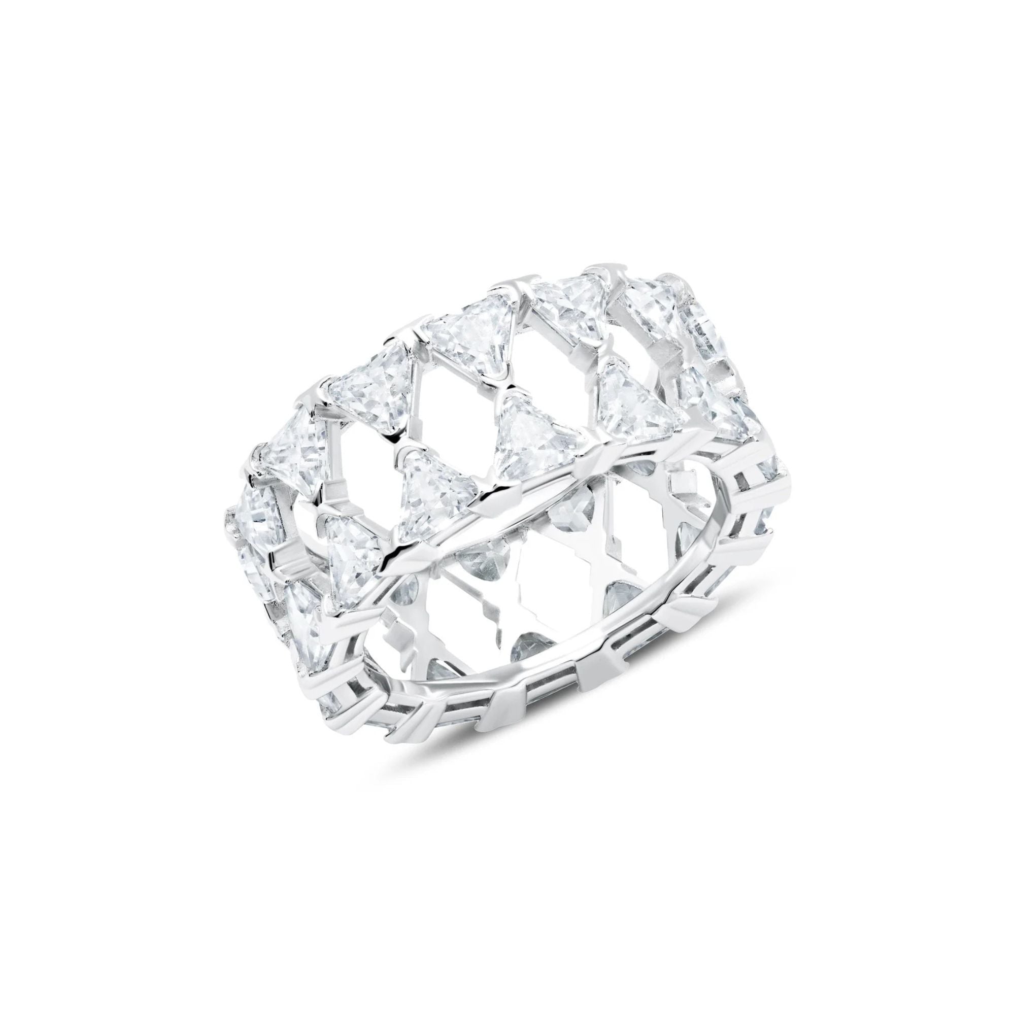 Posh Trillion Cubic Zirconia Eternity Ring Finished in Pure Platinum - CRISLU