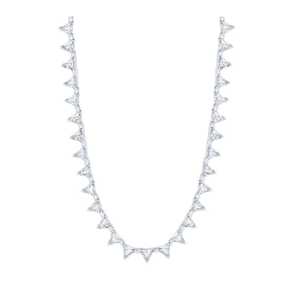Posh Trillion CZ Tennis Necklace Finished in Pure Platinum - CRISLU