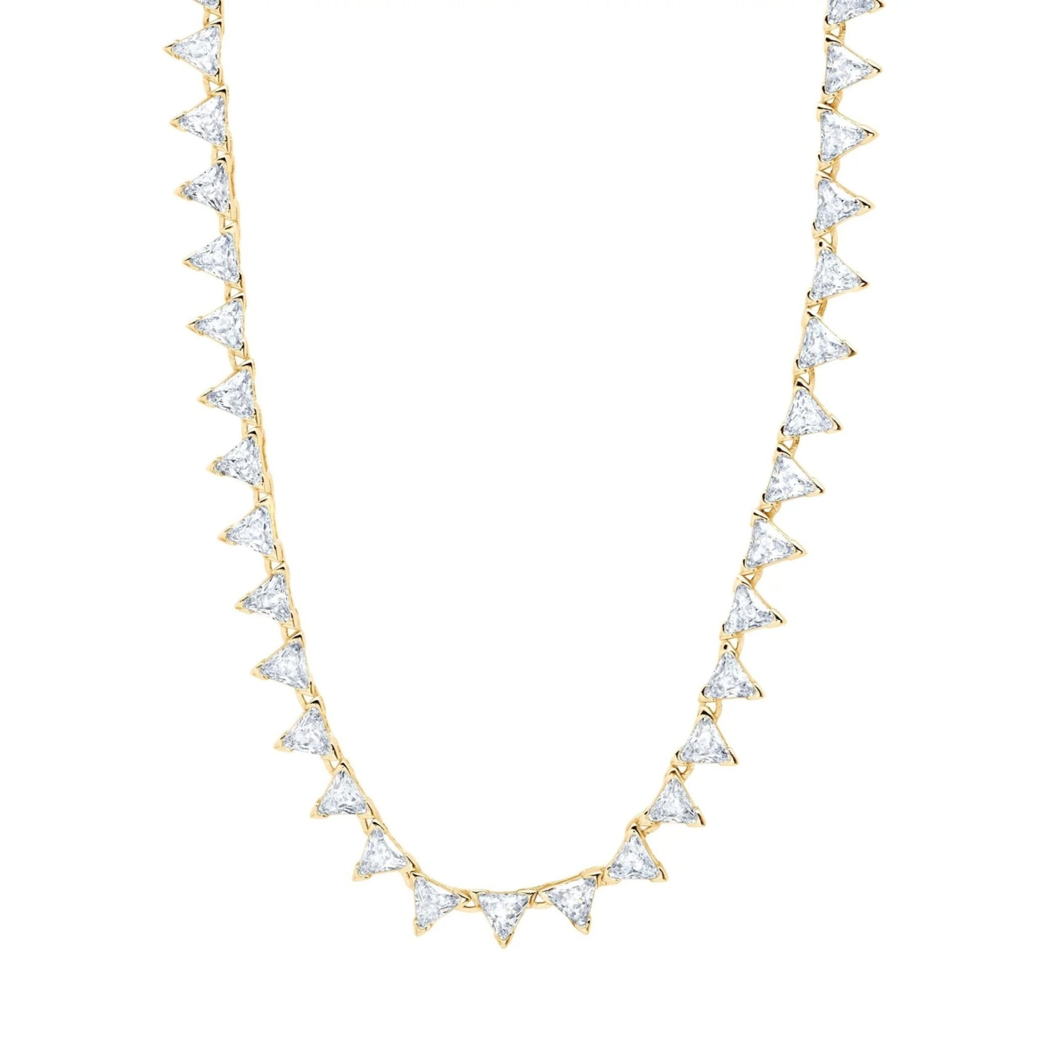 Posh Trillion Tennis Necklace Finished in 18kt Yellow Gold - CRISLU