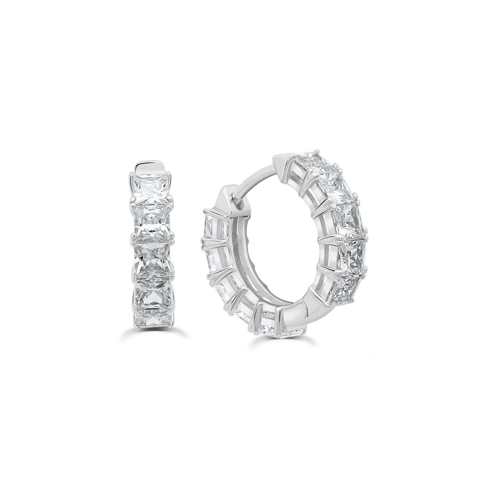 Princess Hoop Earrings Finished in Platinum - CRISLU