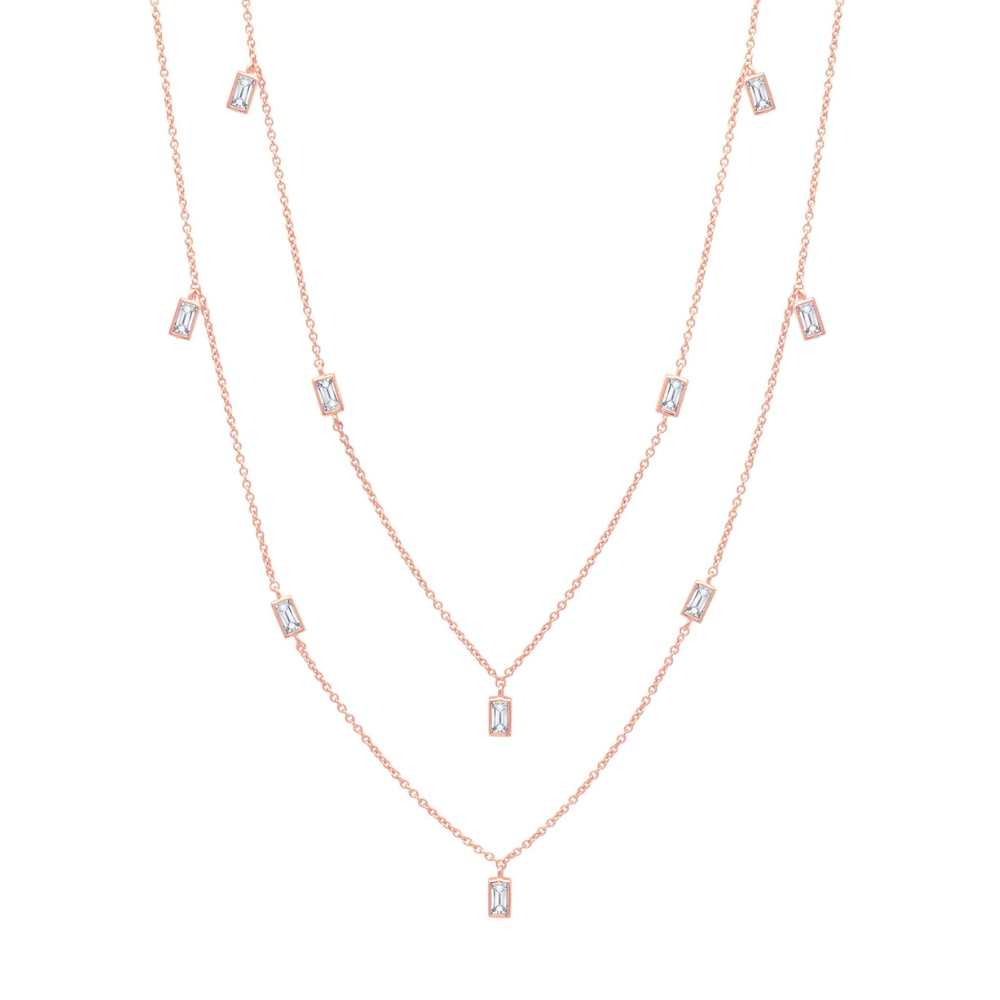 Prism Baguette 36" Necklace Finished in 18kt Rose Gold - CRISLU