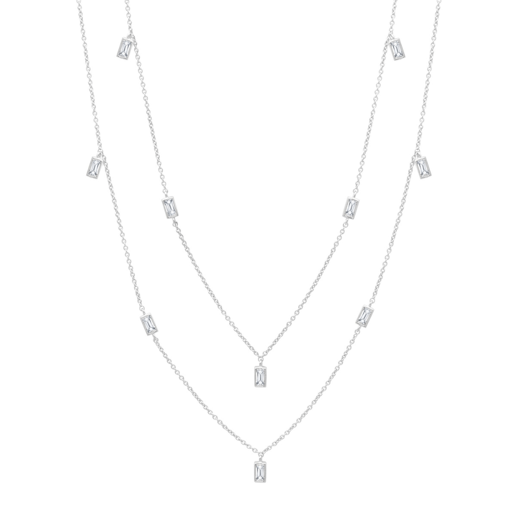 Prism Baguette 36" Necklace Finished in Pure Platinum - CRISLU