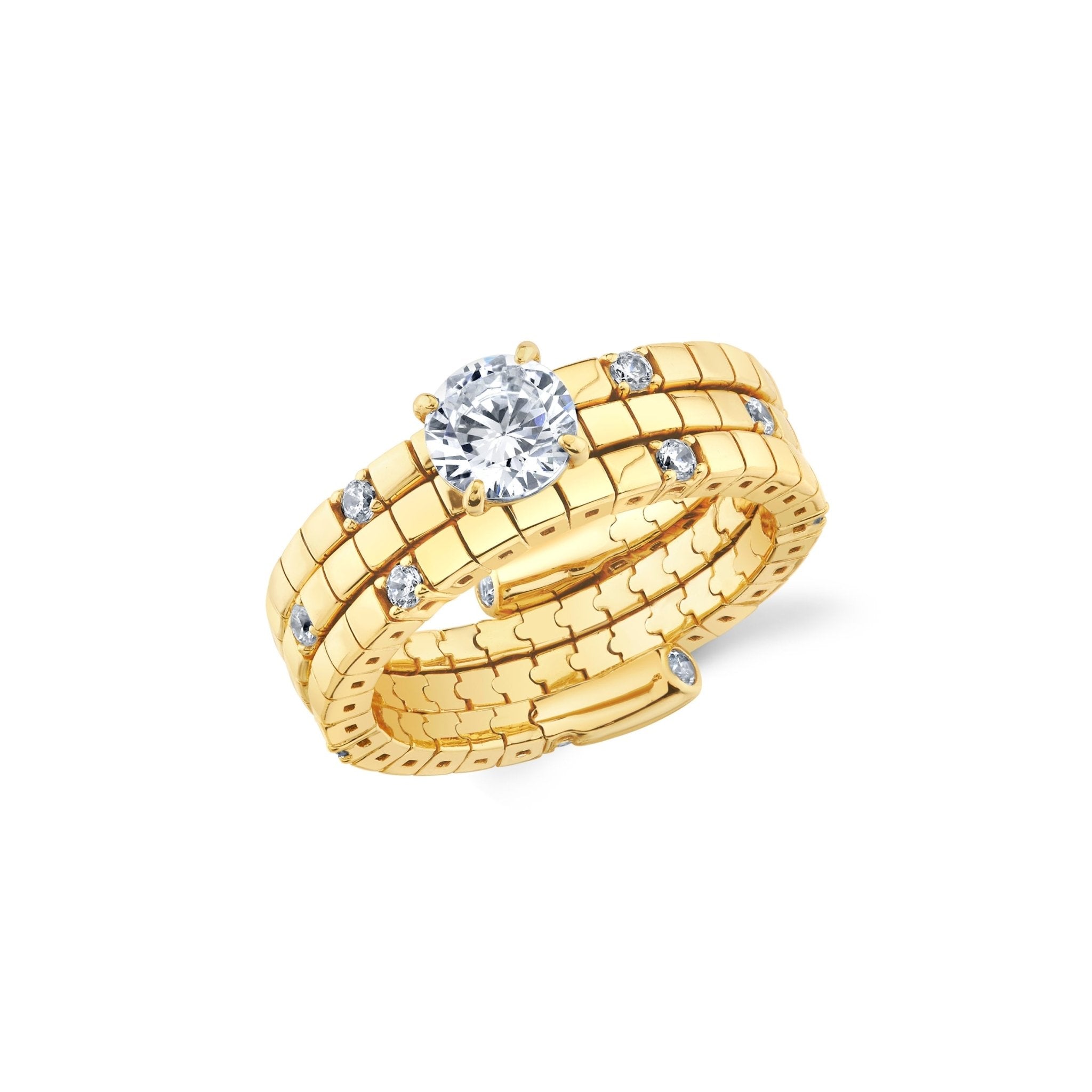 Pure Flex Solitaire Ring Finished in Gold - CRISLU
