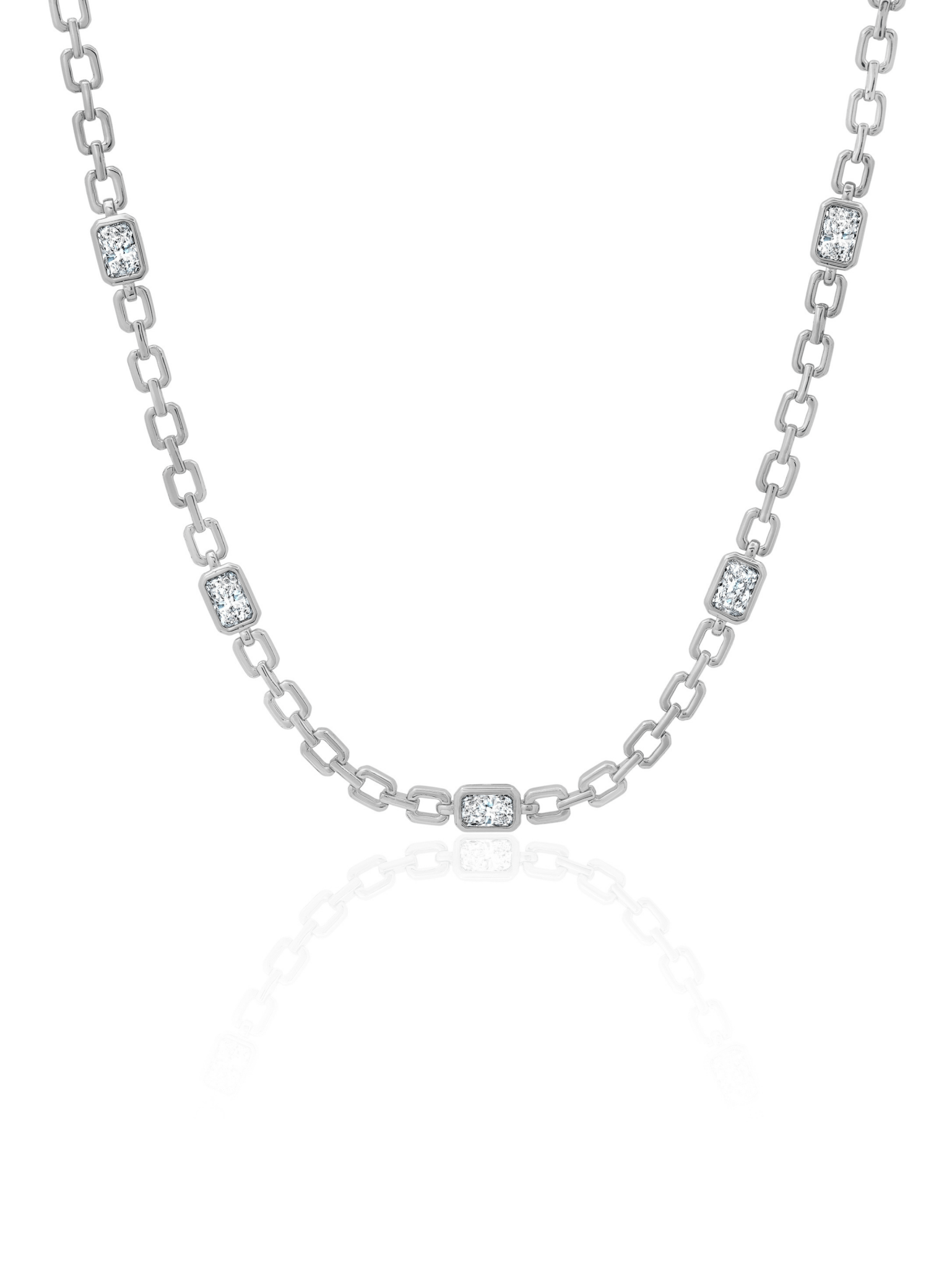 Radiant Link Necklace in Platinum - CRISLU