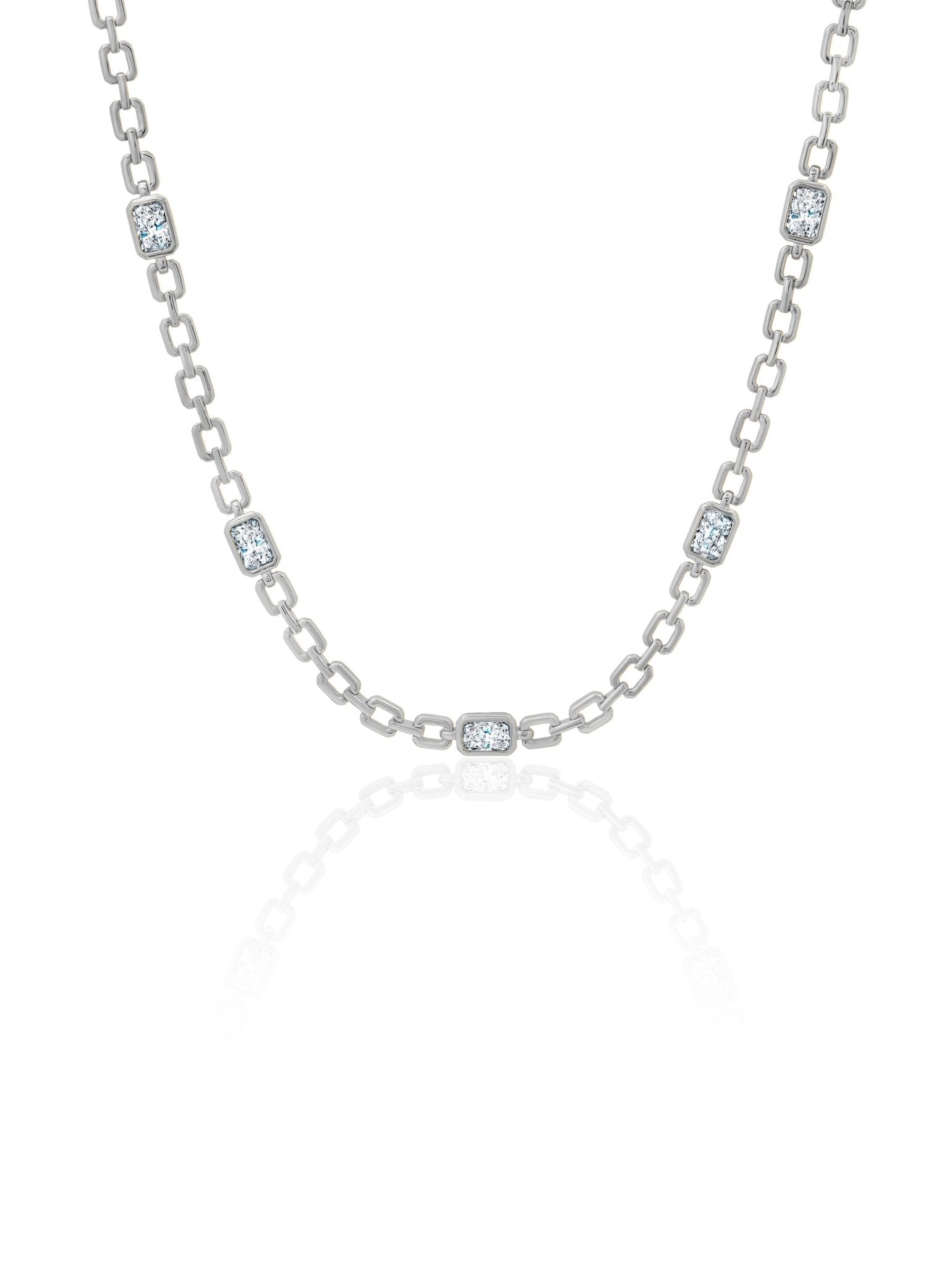 Radiant Link Pendant Necklace in Platinum - CRISLU