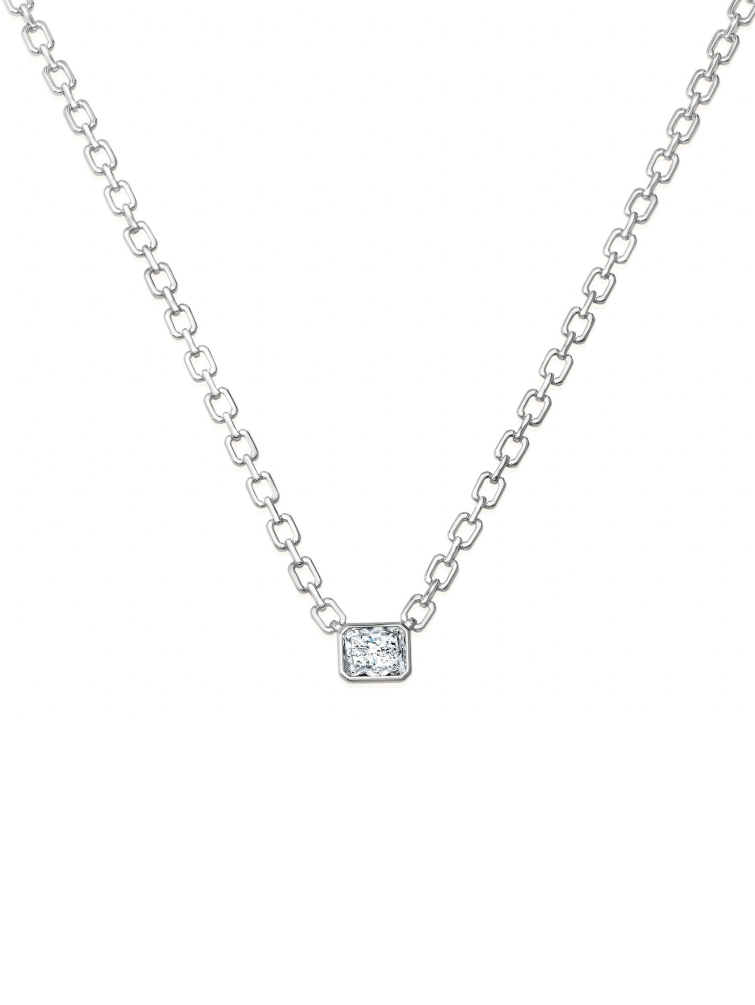 Radiant Link Pendant Necklace in Platinum - CRISLU