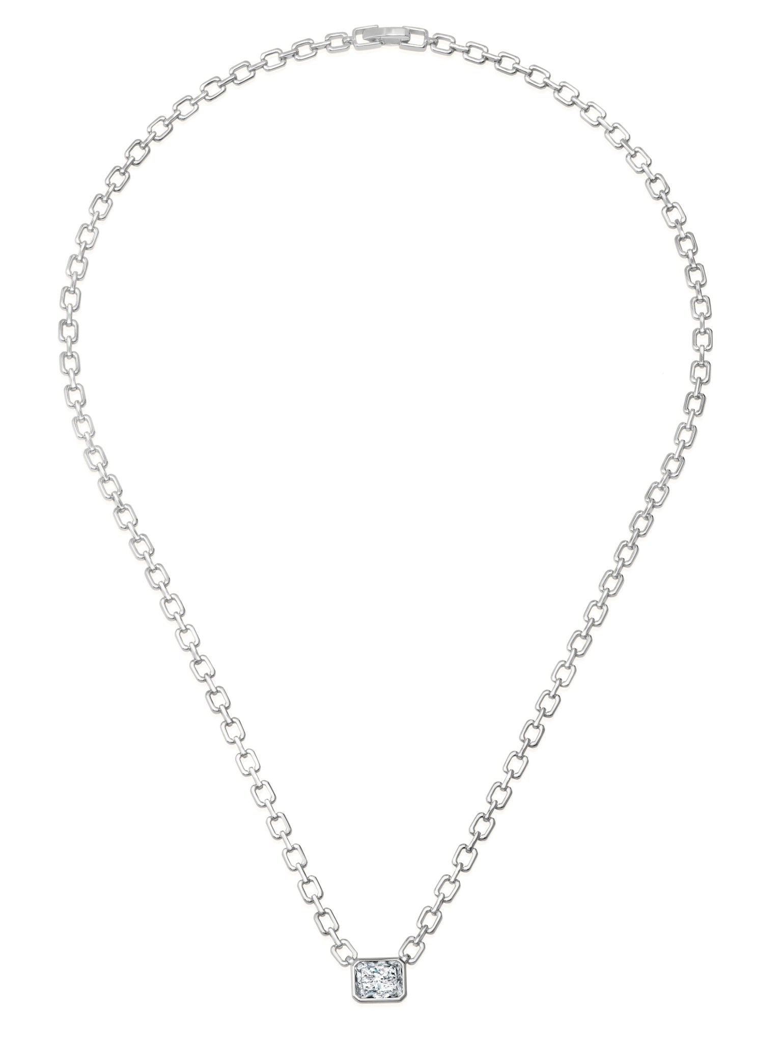 Radiant Link Pendant Necklace in Platinum - CRISLU