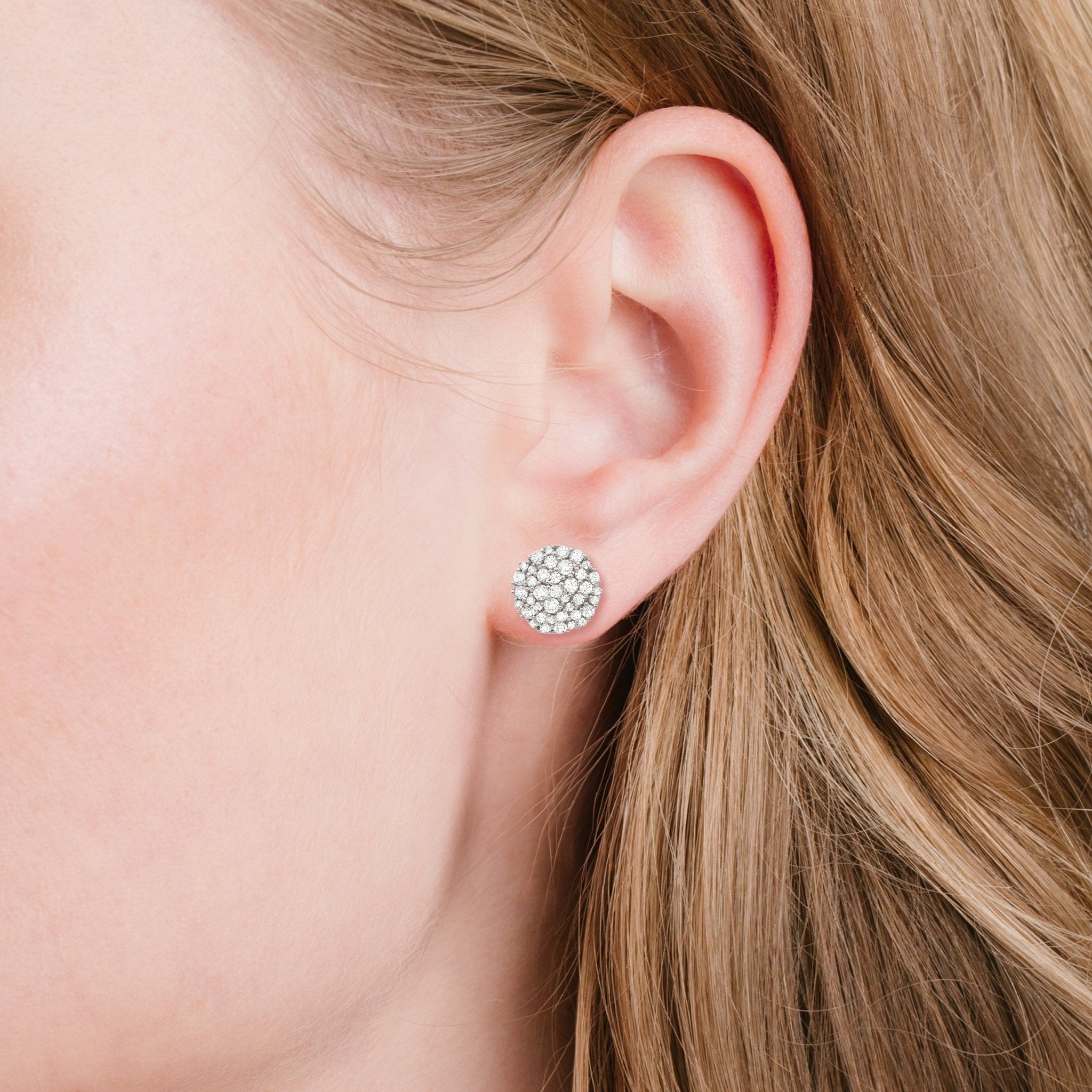 Round Cluster Earrings Finished in Platinum - CRISLU