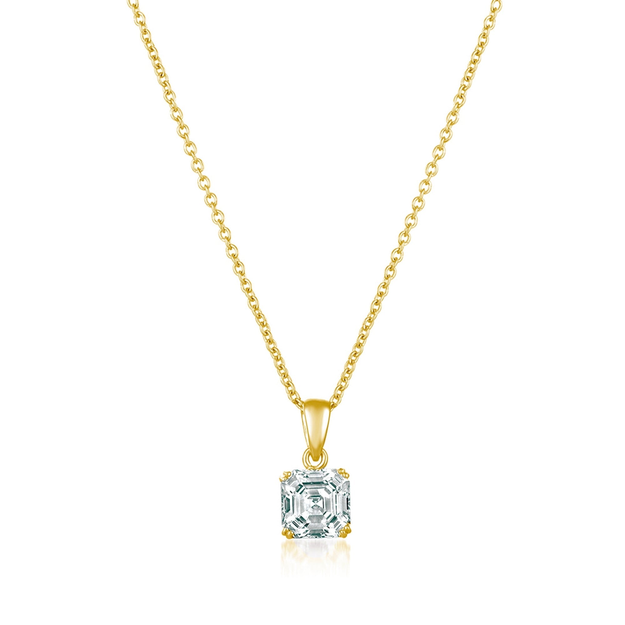 Royal Asscher Cut Pendant Necklace Finished in Gold - CRISLU