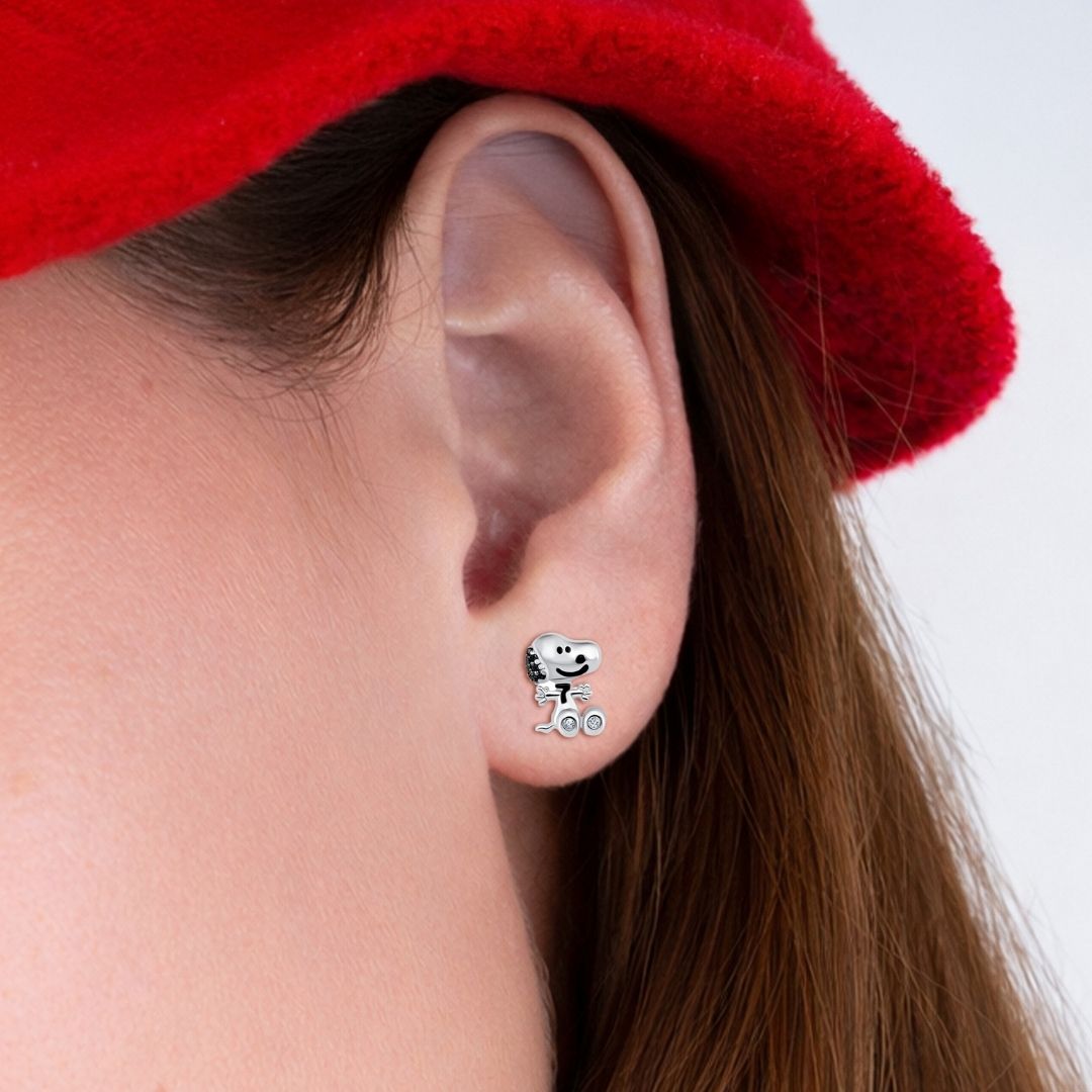 Snoopy Front & Back Earrings - CRISLU