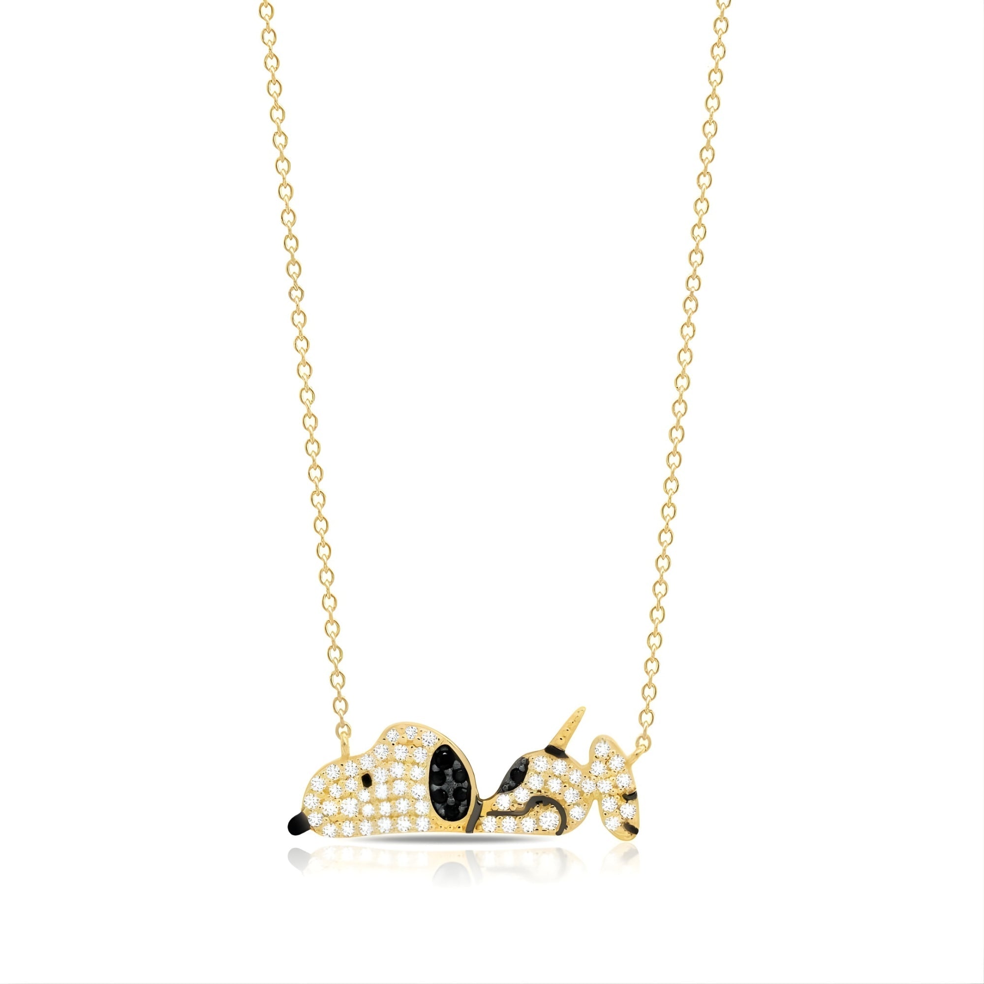 Snoopy Laying Down Necklace Finished in Gold - CRISLU