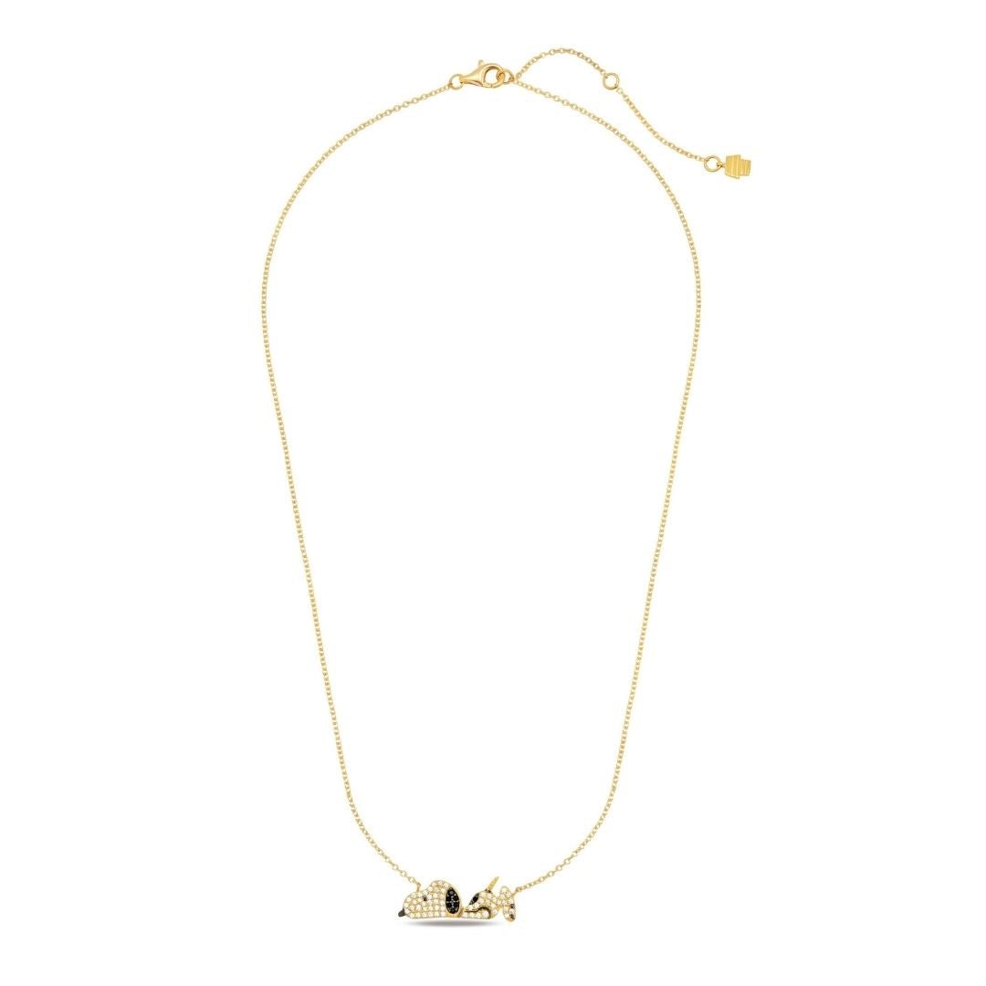 Snoopy Laying Down Necklace Finished in Gold - CRISLU