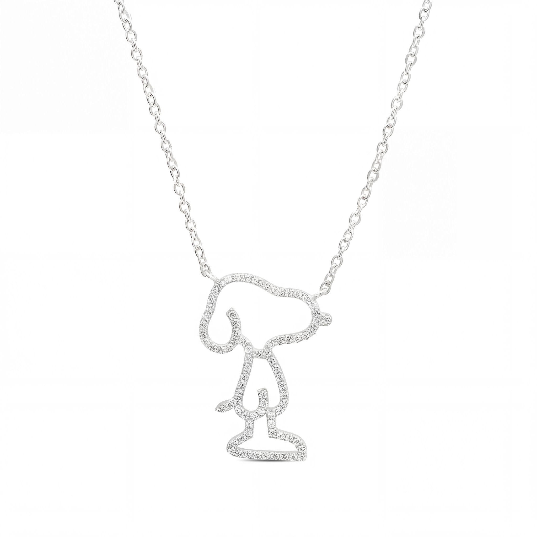 Snoopy Silhouette Necklace Finished in Platinum - CRISLU