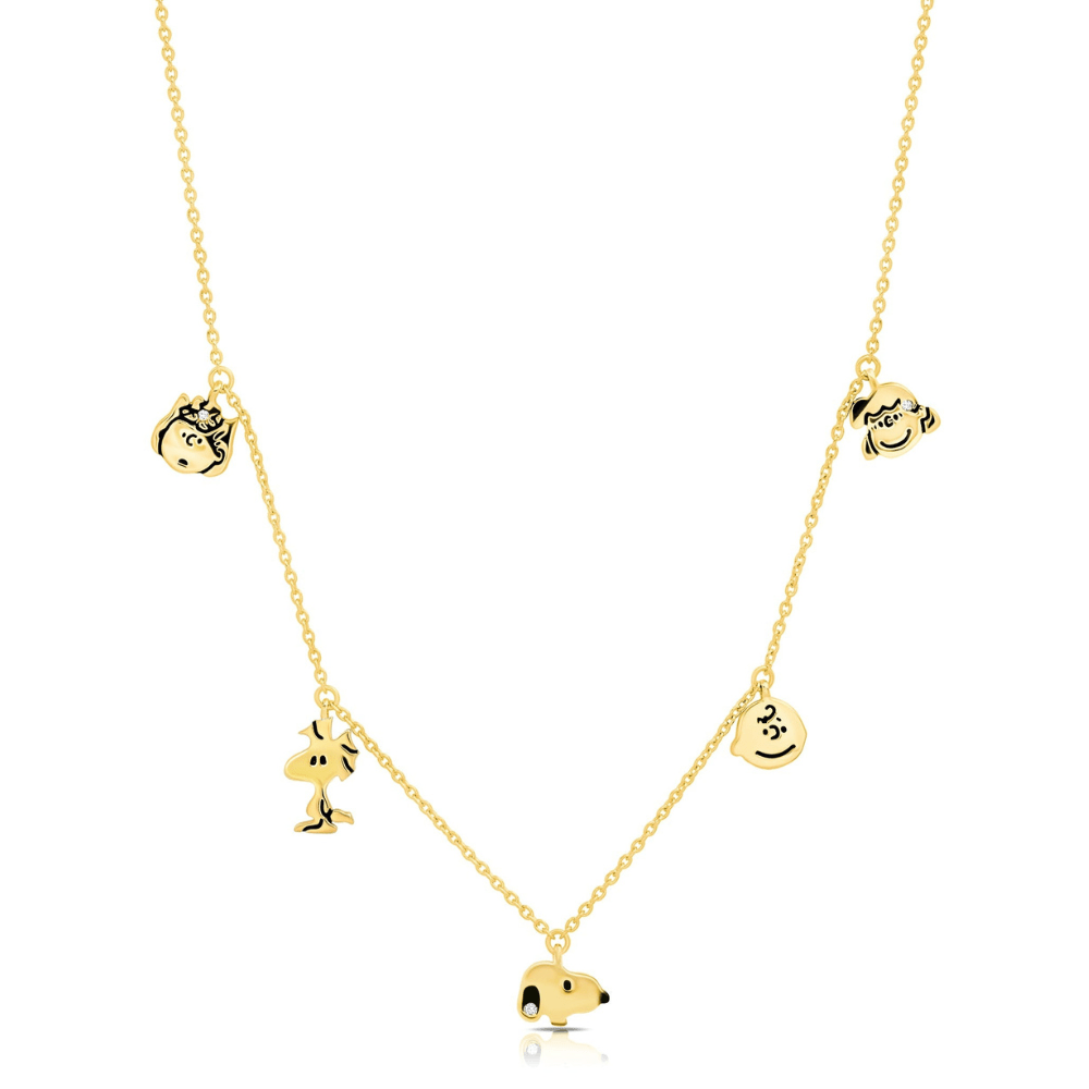 Snoopy & the Gang Charm Necklace in 18kt Yellow Gold - CRISLU