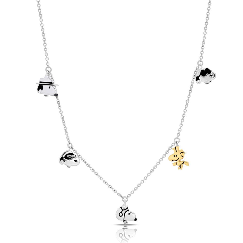 Snoopy & Woodstock Charm Necklace in Pure Platinum - CRISLU